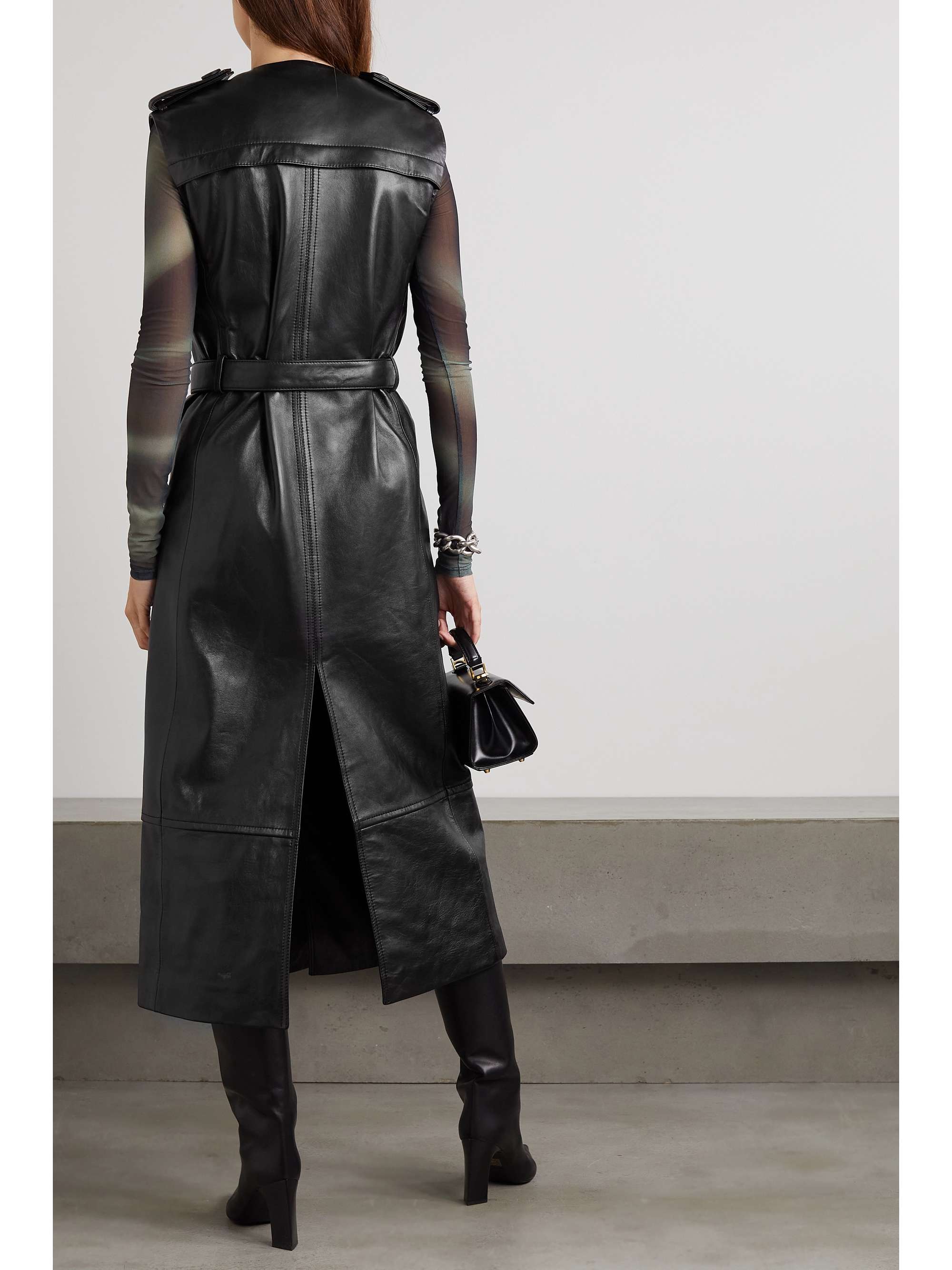 ACNE STUDIOS Double-breasted belted leather coat