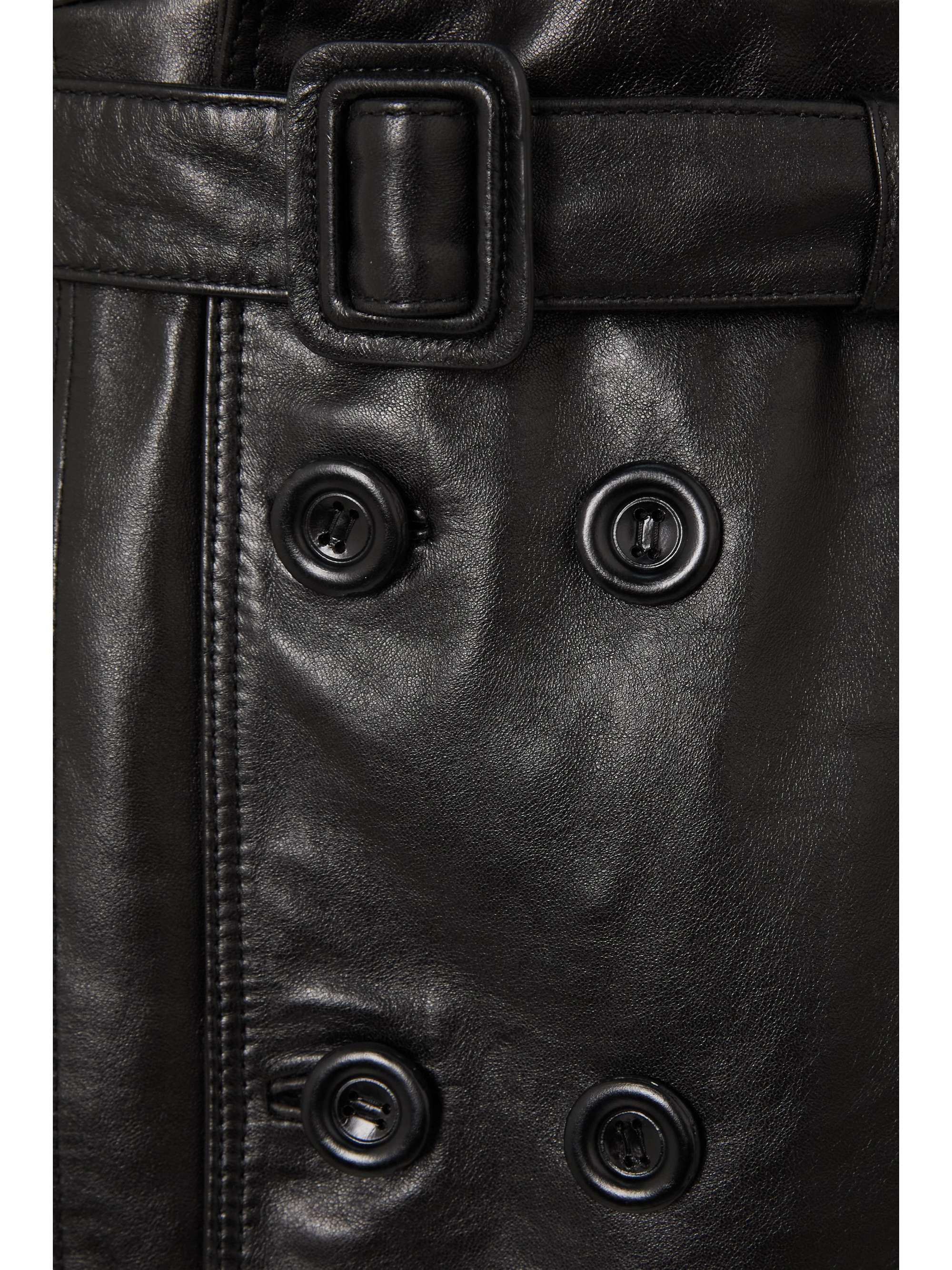 ACNE STUDIOS Double-breasted belted leather coat