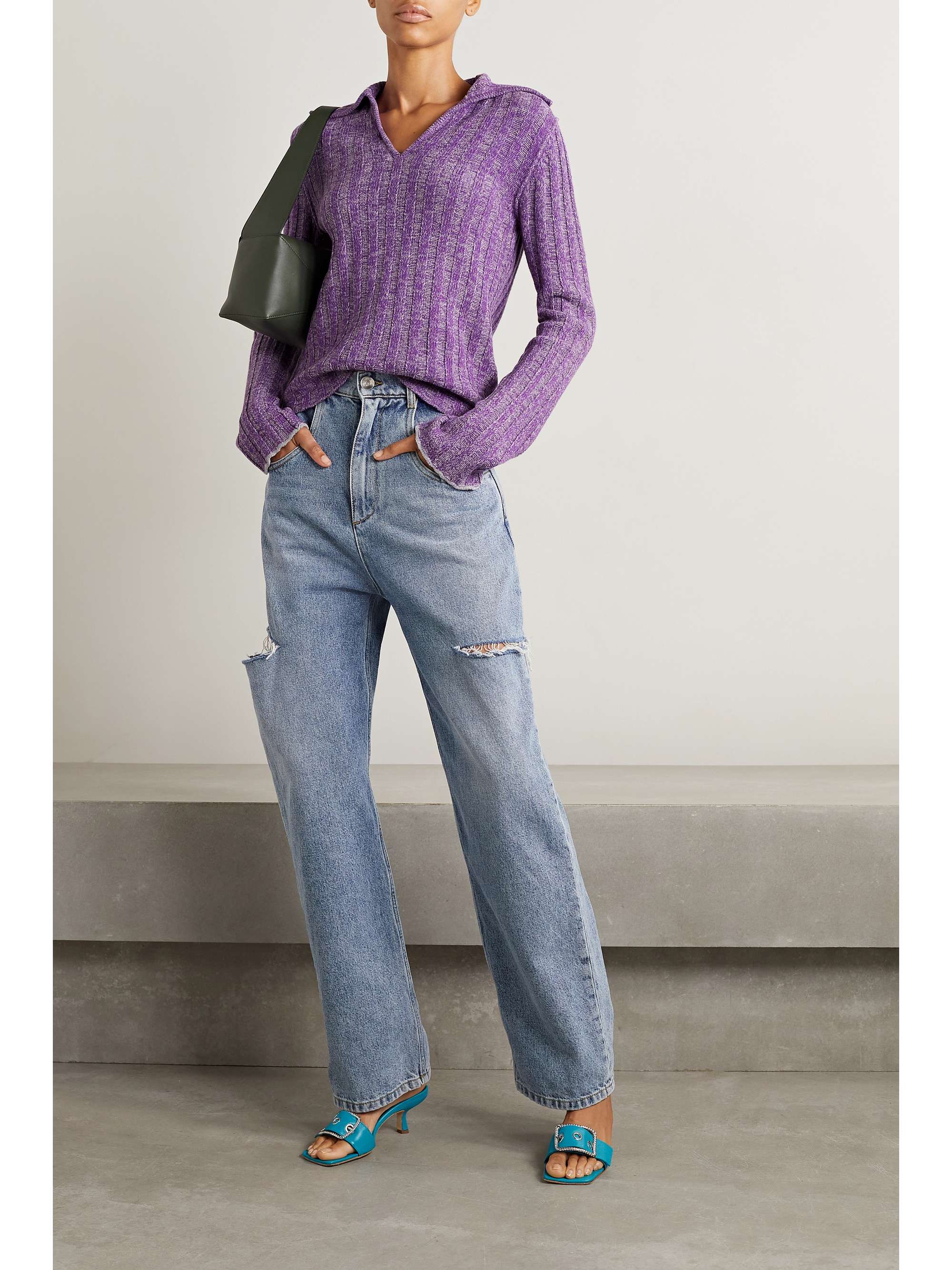 ACNE STUDIOS Ribbed wool-blend polo sweater