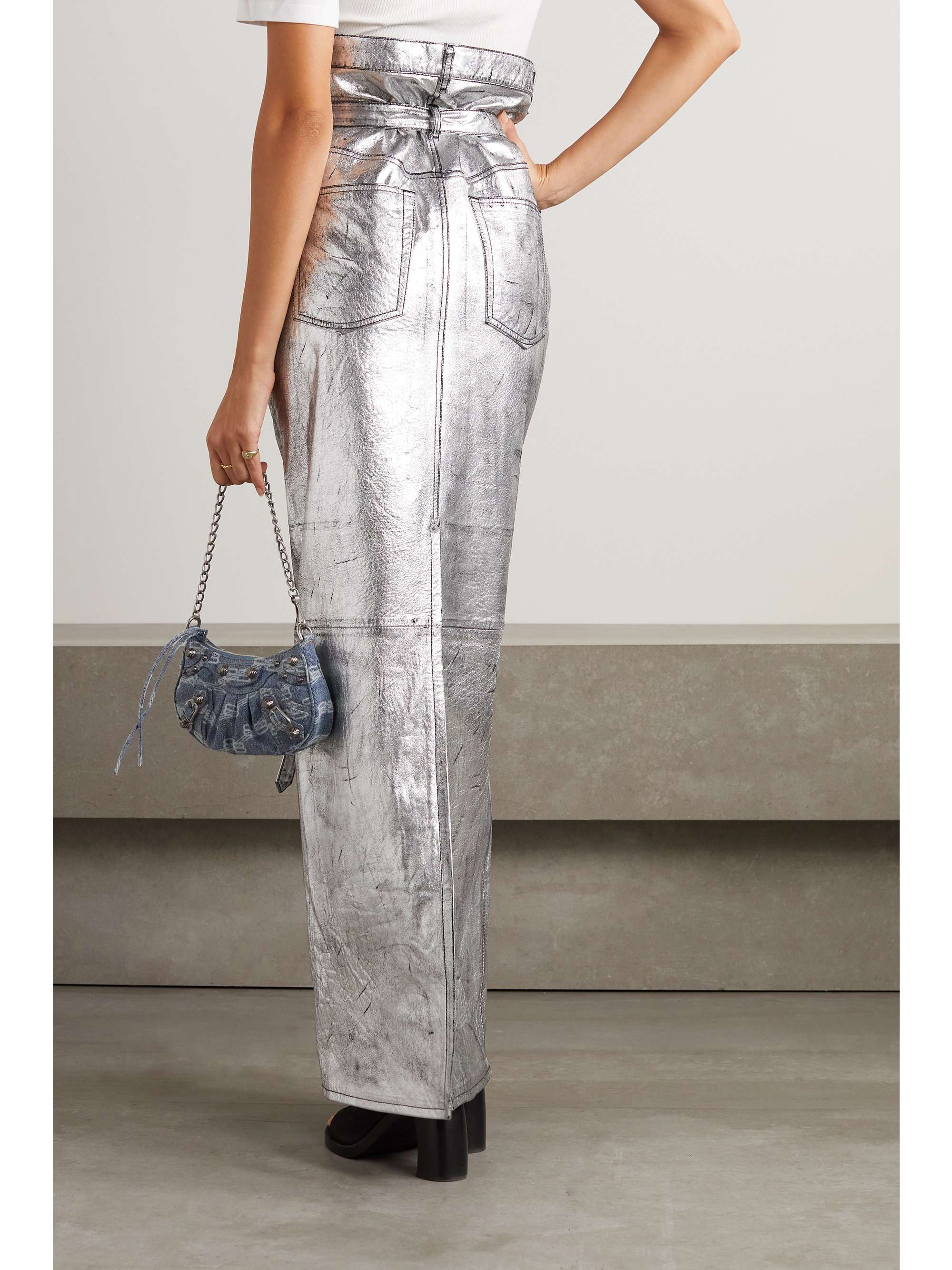 ACNE STUDIOS Metallic belted leather maxi skirt