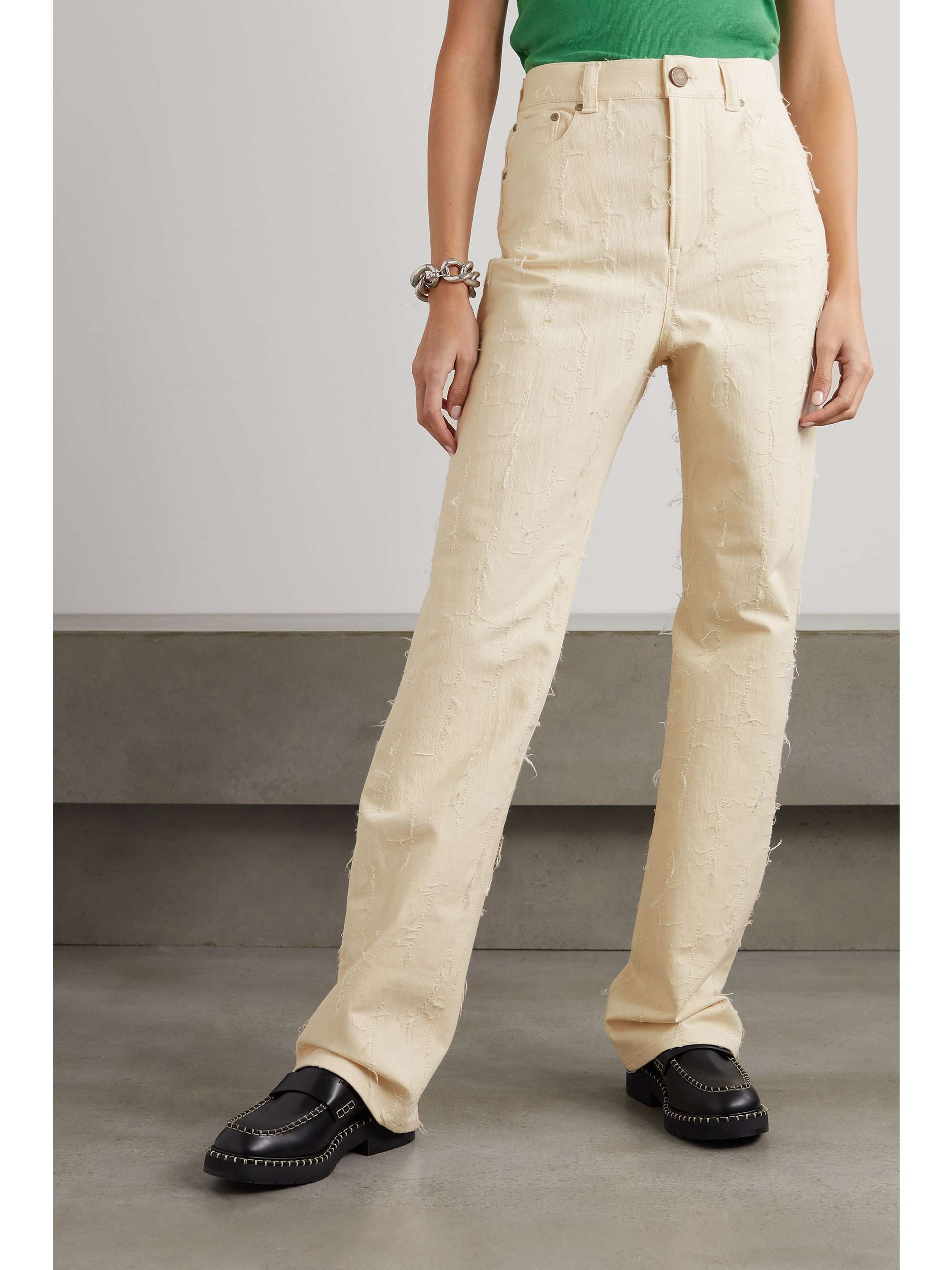 ACNE STUDIOS Distressed high-rise straight-leg jeans