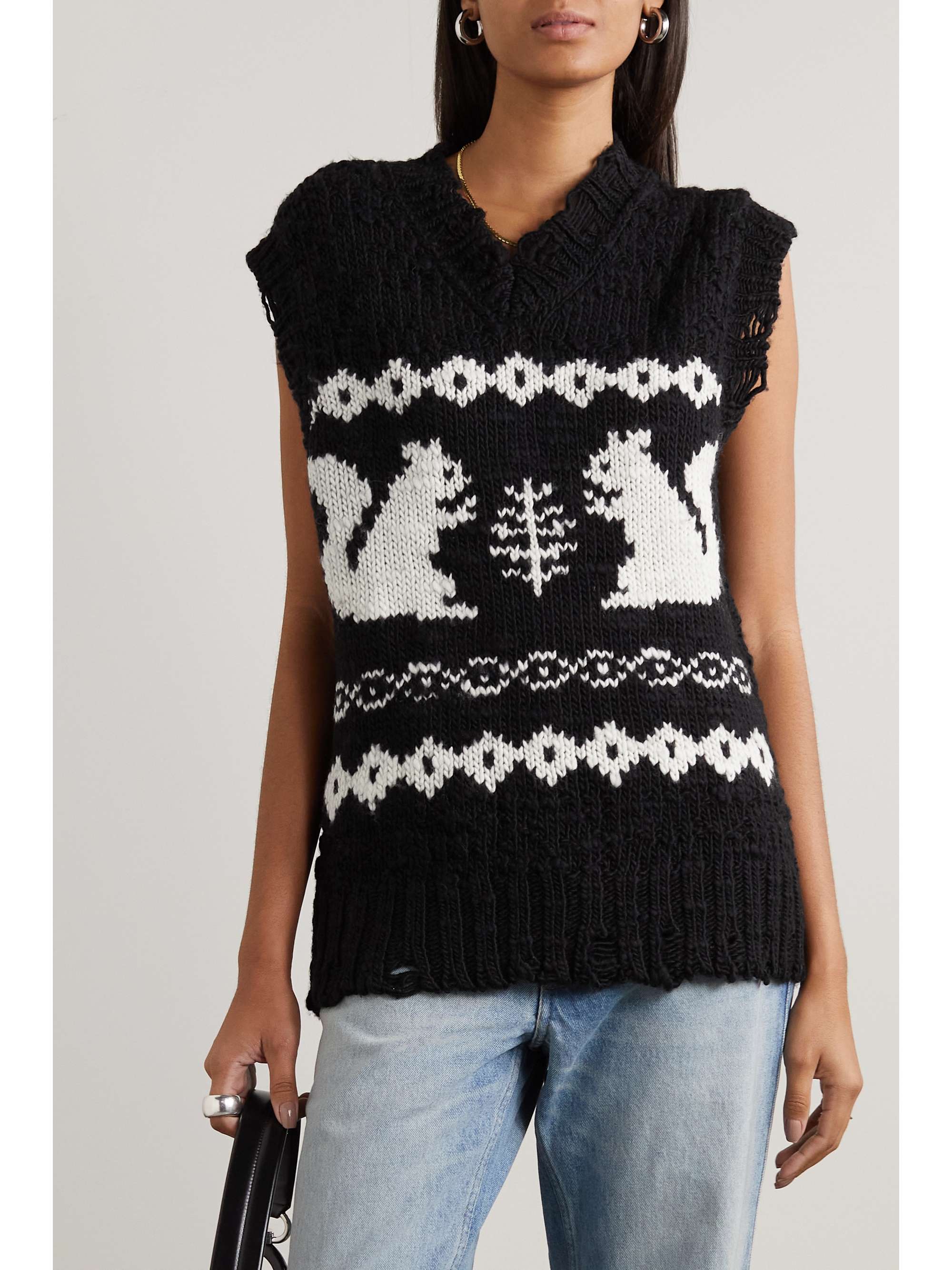 Acne Studios FN-WN-KNIT000485 Black/white Squirrel wool gilet