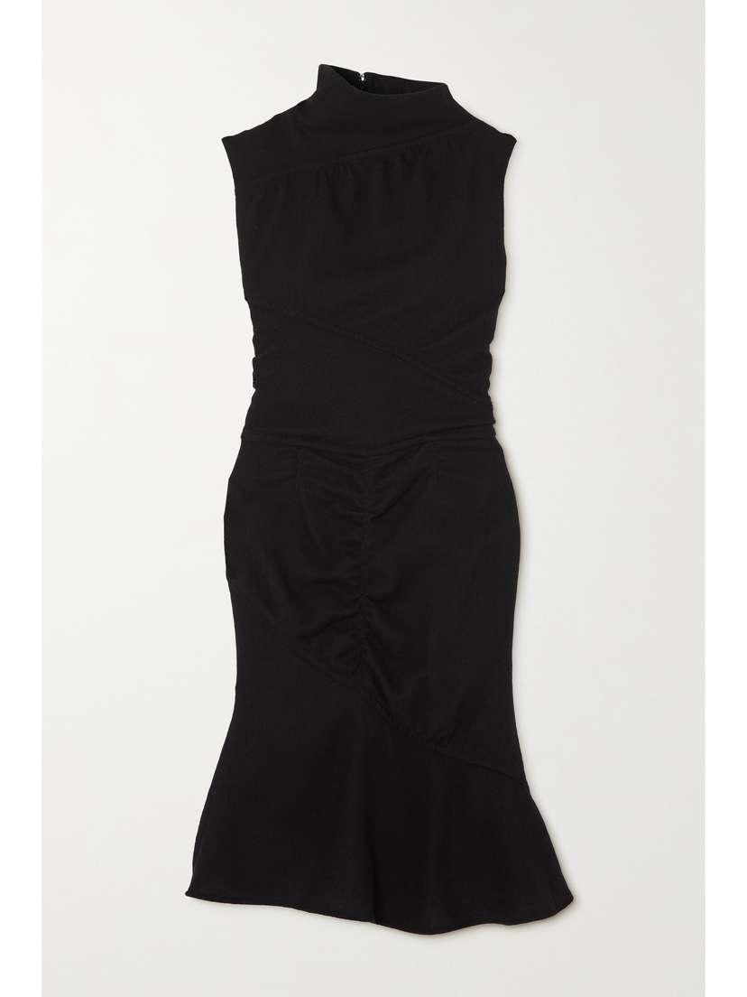 Acne Studios Asymmetric Gathered Wool Dress - EU 42