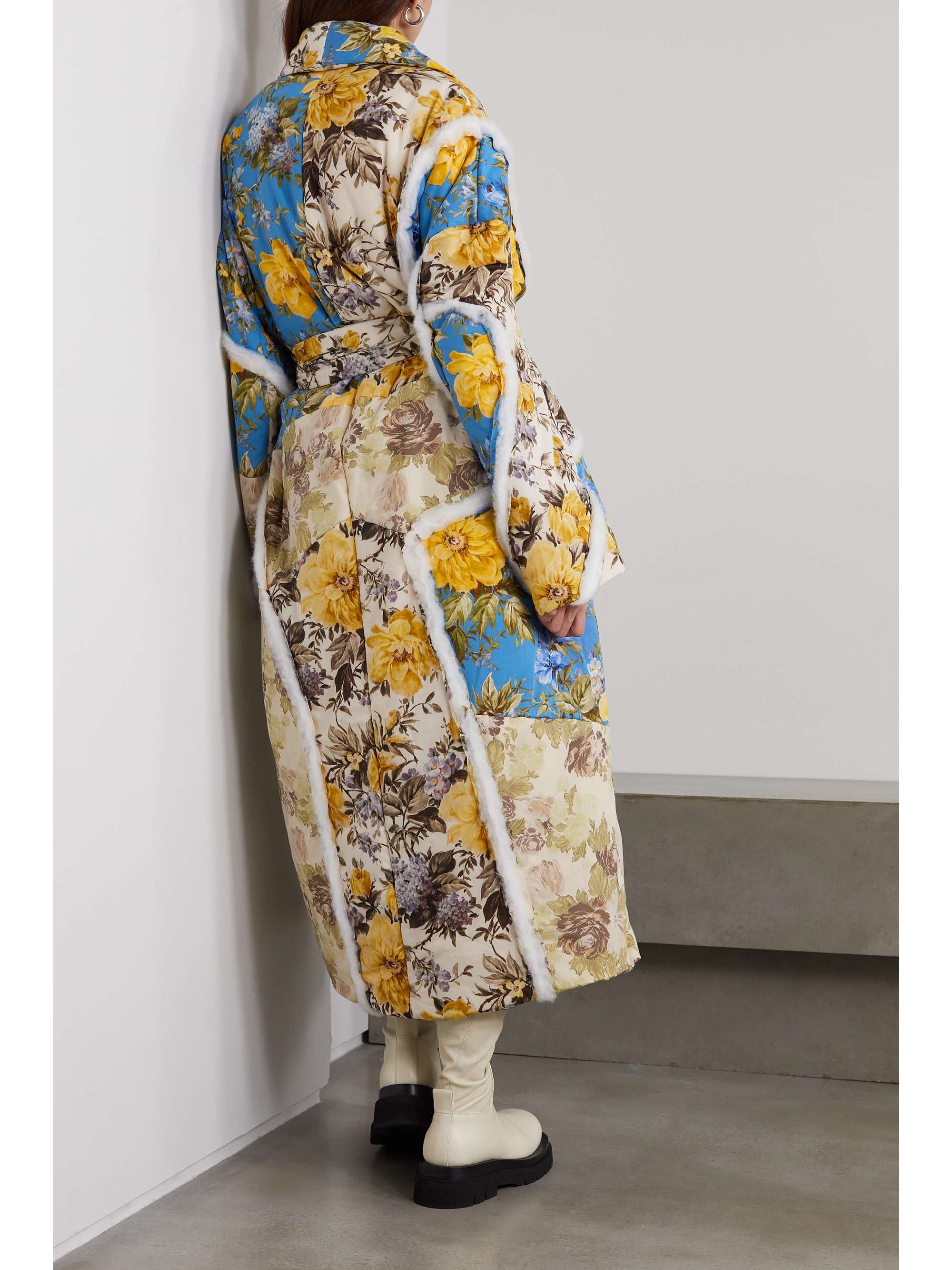 ACNE STUDIOS Belted cotton-trimmed floral-print cotton-shell coat