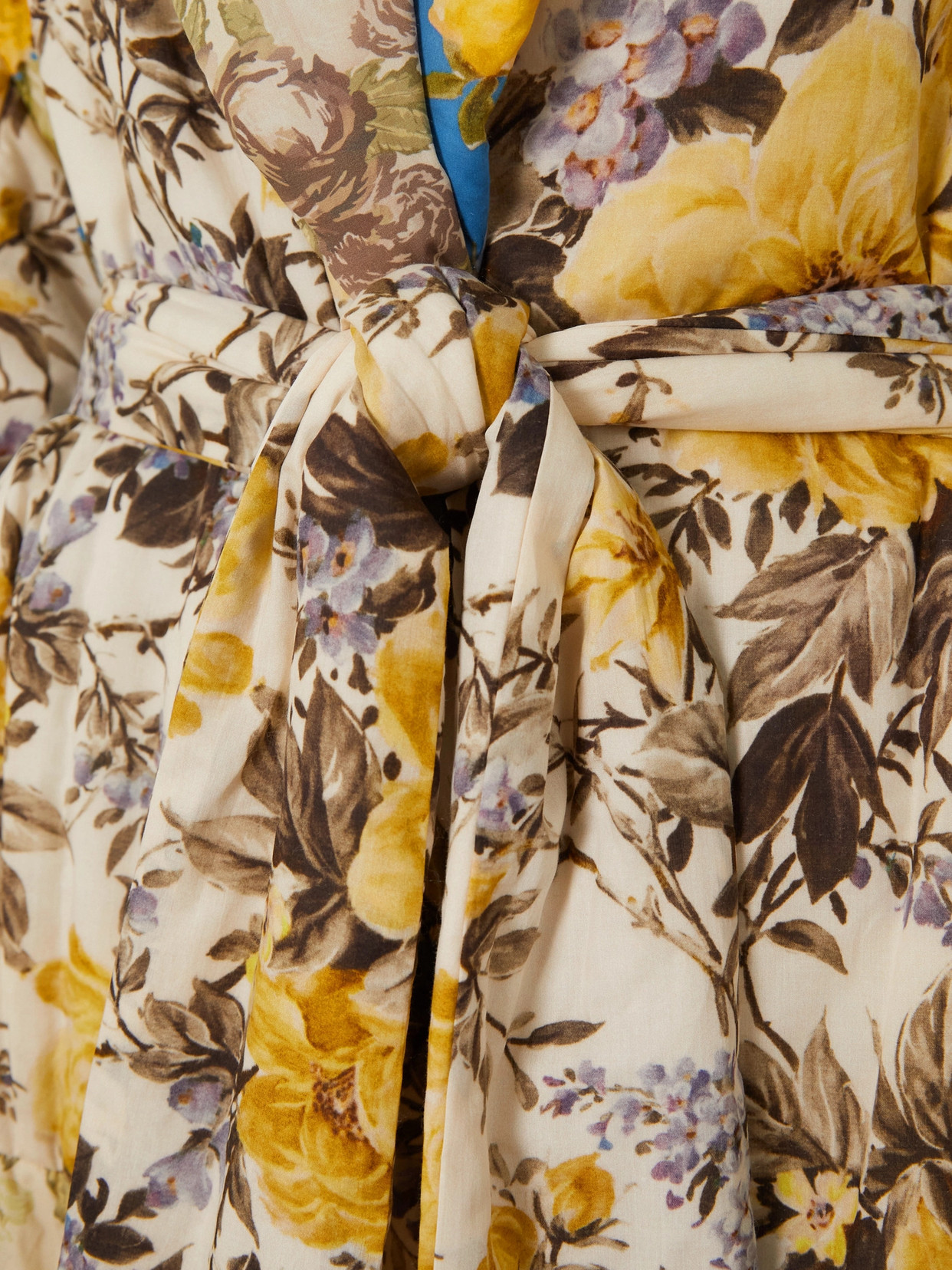 Acne Studios Belted Cotton-trimmed Floral-print Cotton-shell Coat In Neutrals