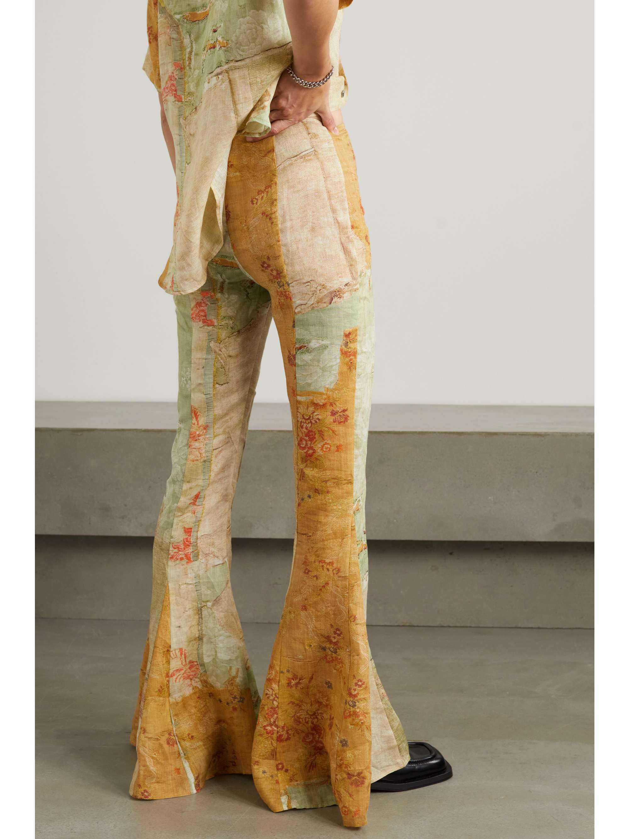 ACNE STUDIOS Printed linen flared pants