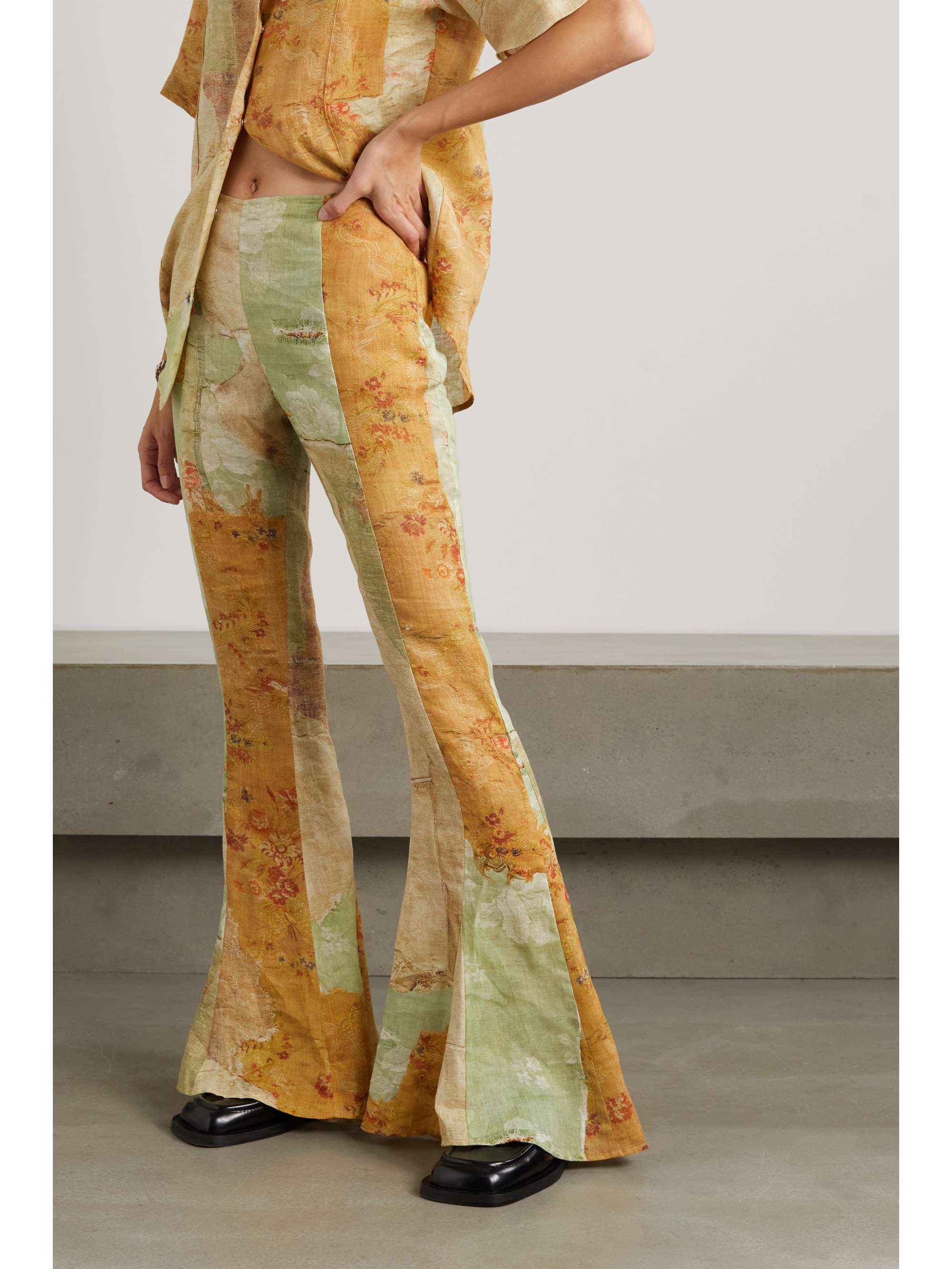 ACNE STUDIOS Printed linen flared pants