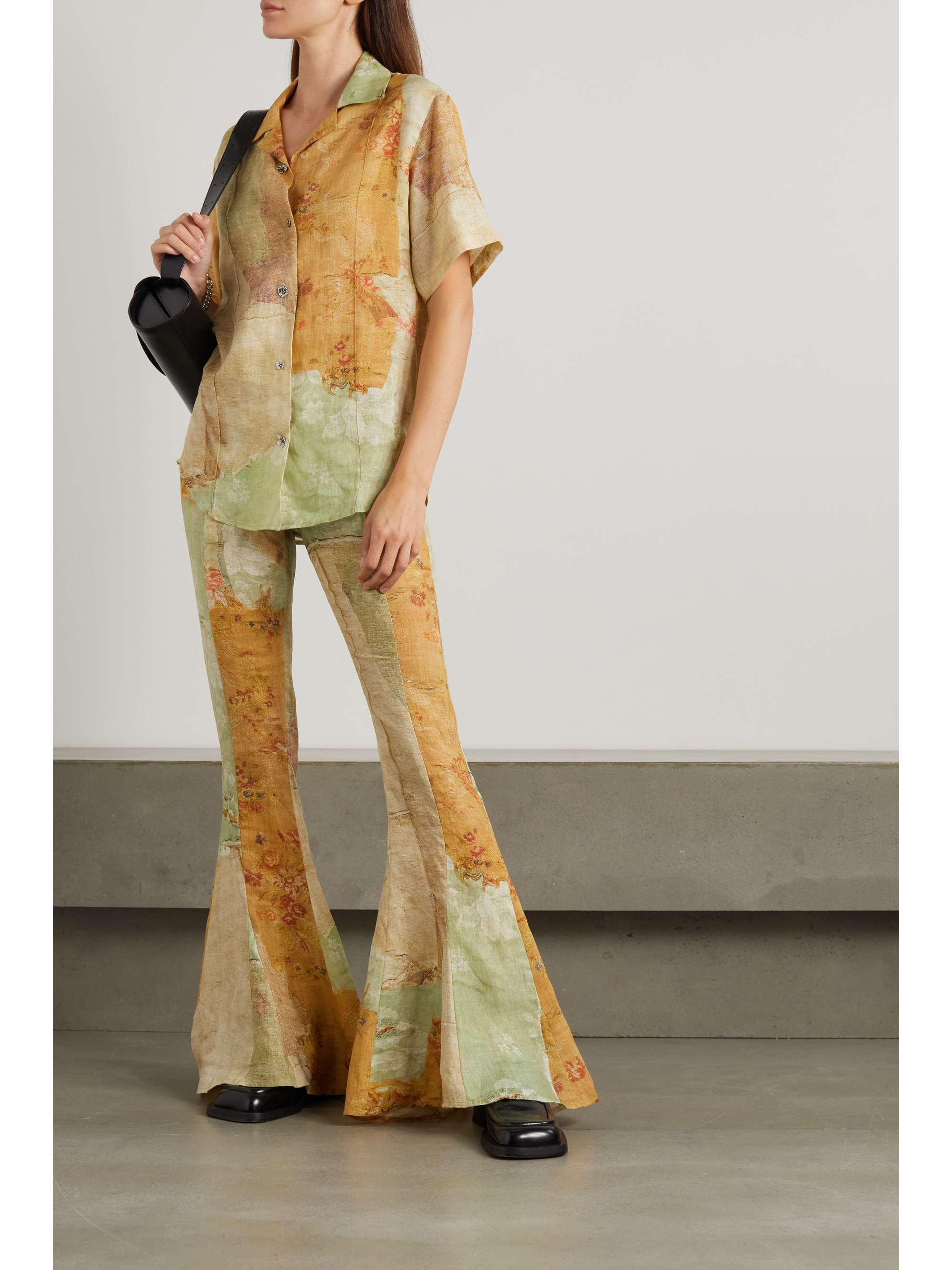 ACNE STUDIOS Printed linen flared pants