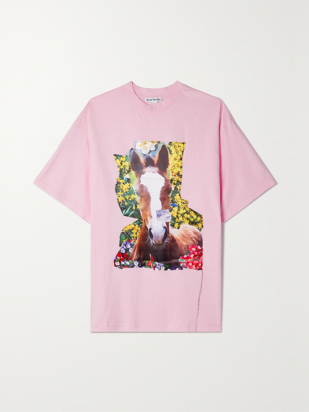 Acne Studios - + Martin Laborde Appliquéd Printed Satin And Cotton-jersey T-shirt - Pink