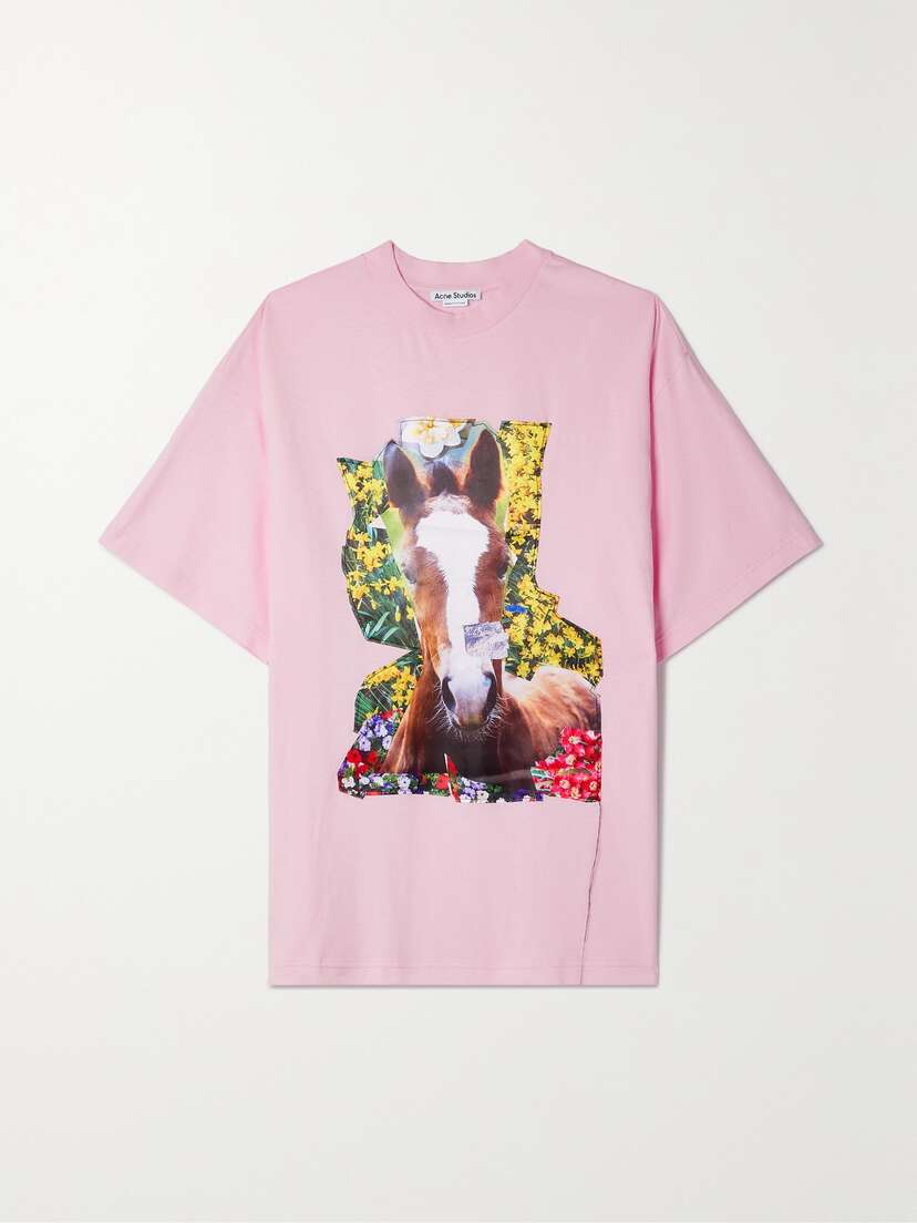 Acne Studios + Martin Laborde Appliquéd Printed Satin And Cotton-jersey T-shirt