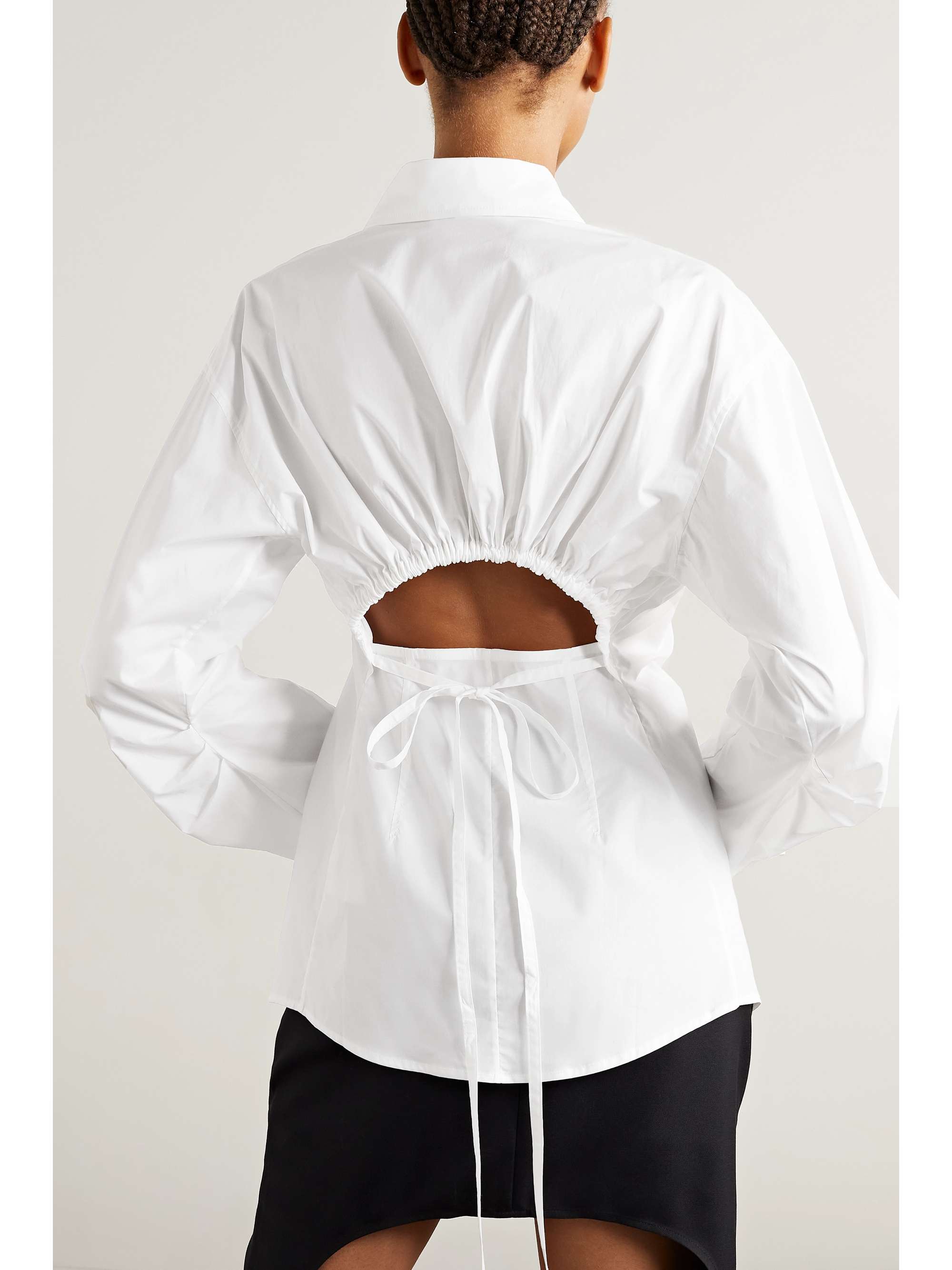 Cutout stretch-cotton poplin shirt