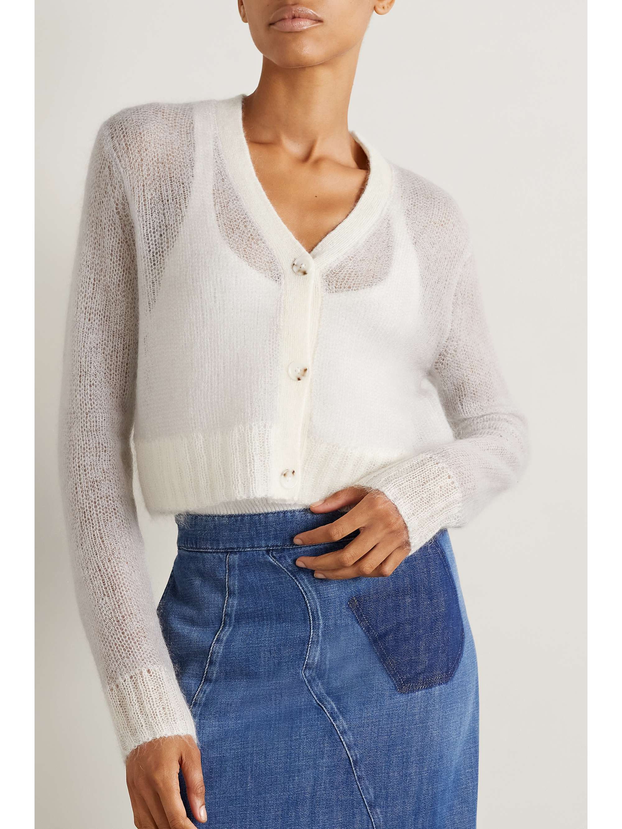 ACNE STUDIOS Cropped mohair-blend cardigan | NET-A-PORTER
