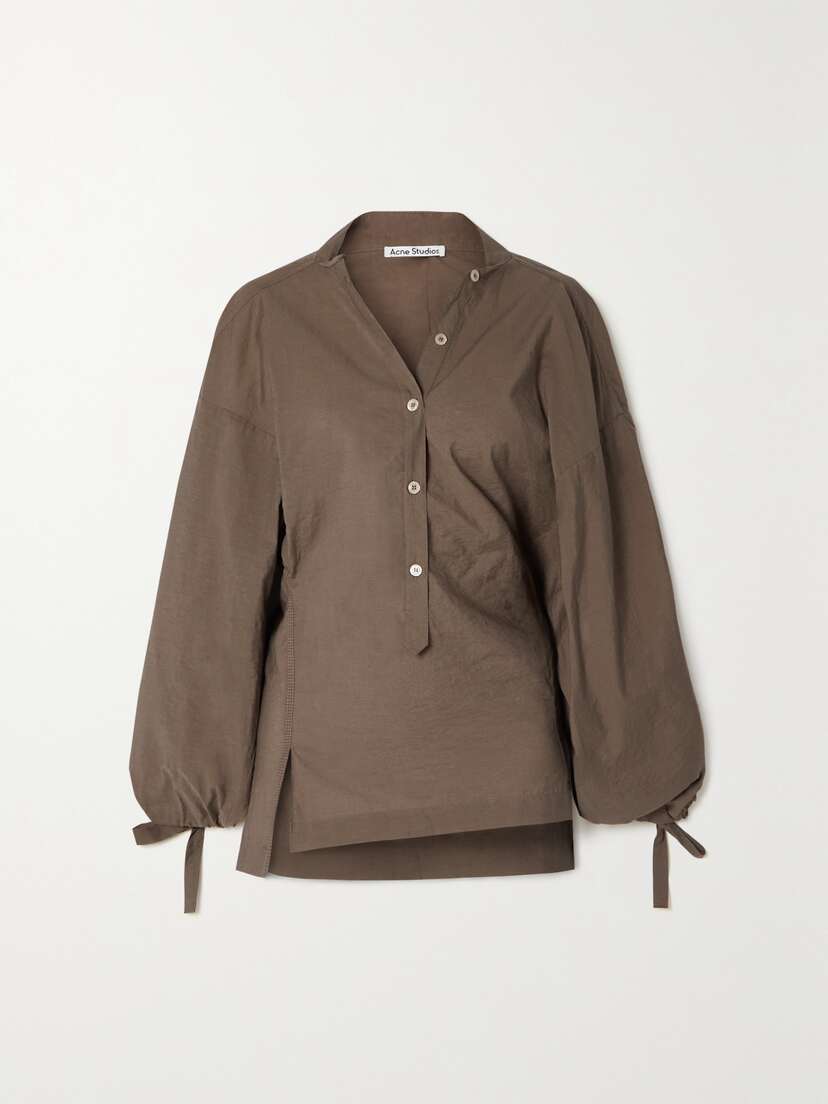 Acne Studios Asymmetric Crinkled Cotton-blend Poplin Blouse - EU 42