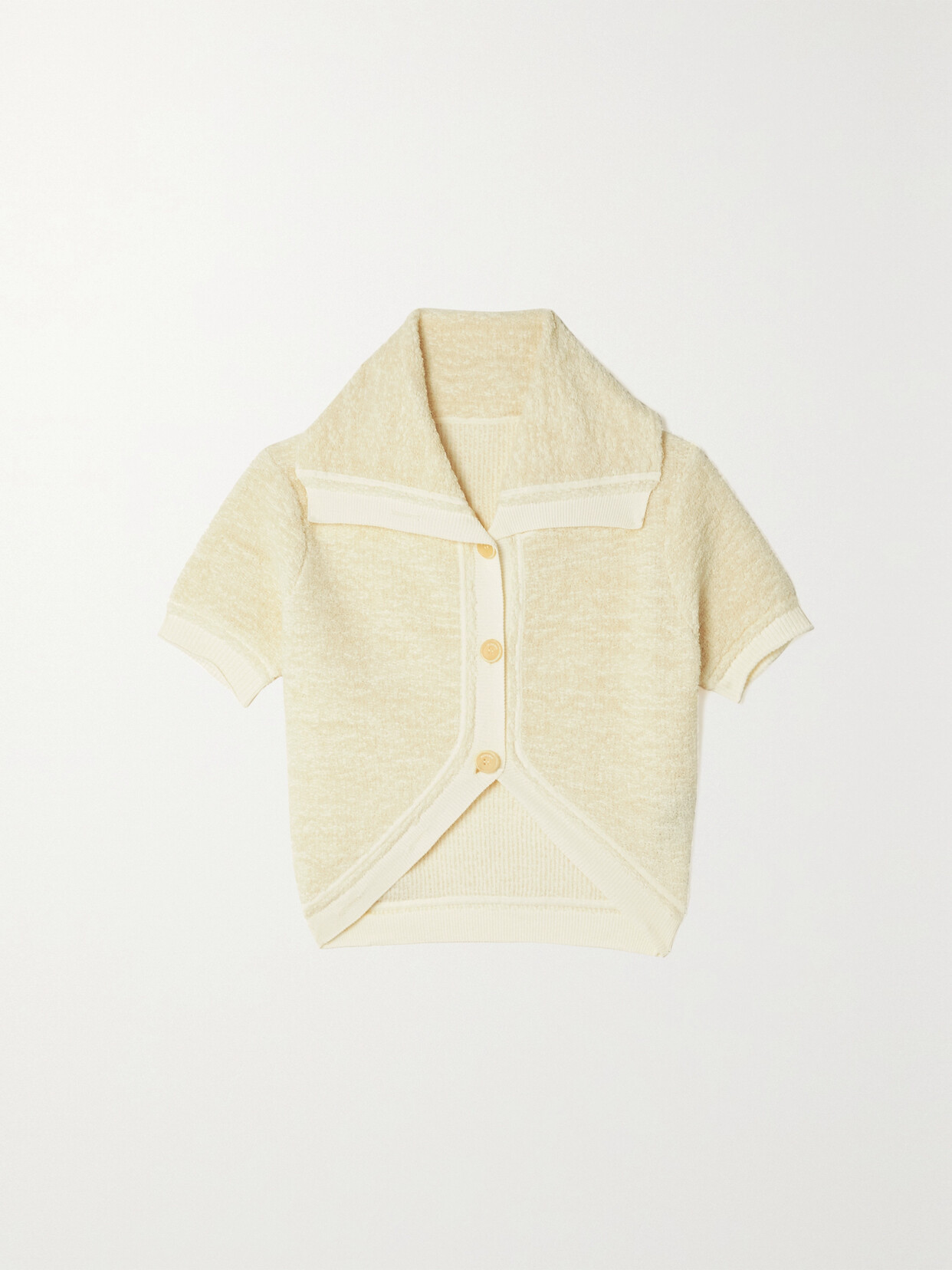 Shop Jacquemus Campana Cropped Knitted Cardigan In Off-white