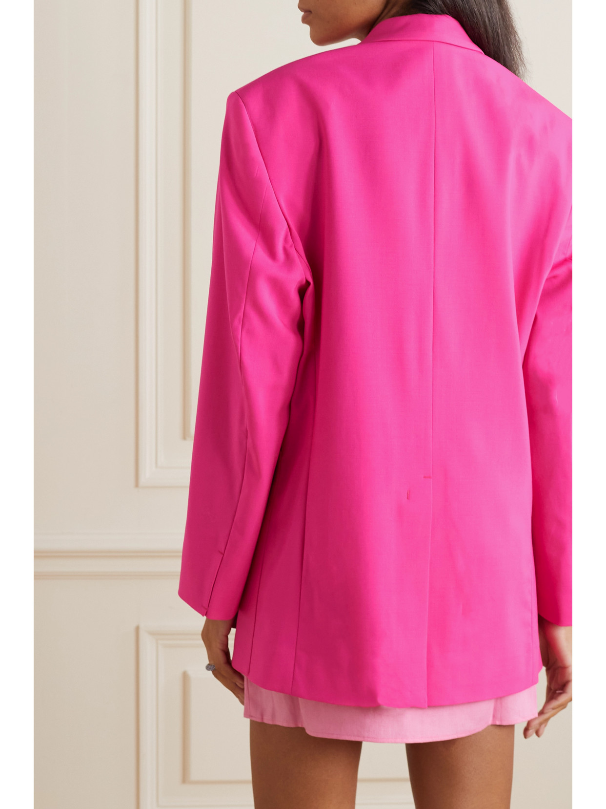 Shop Jacquemus Neon Wool-blend Blazer In Pink