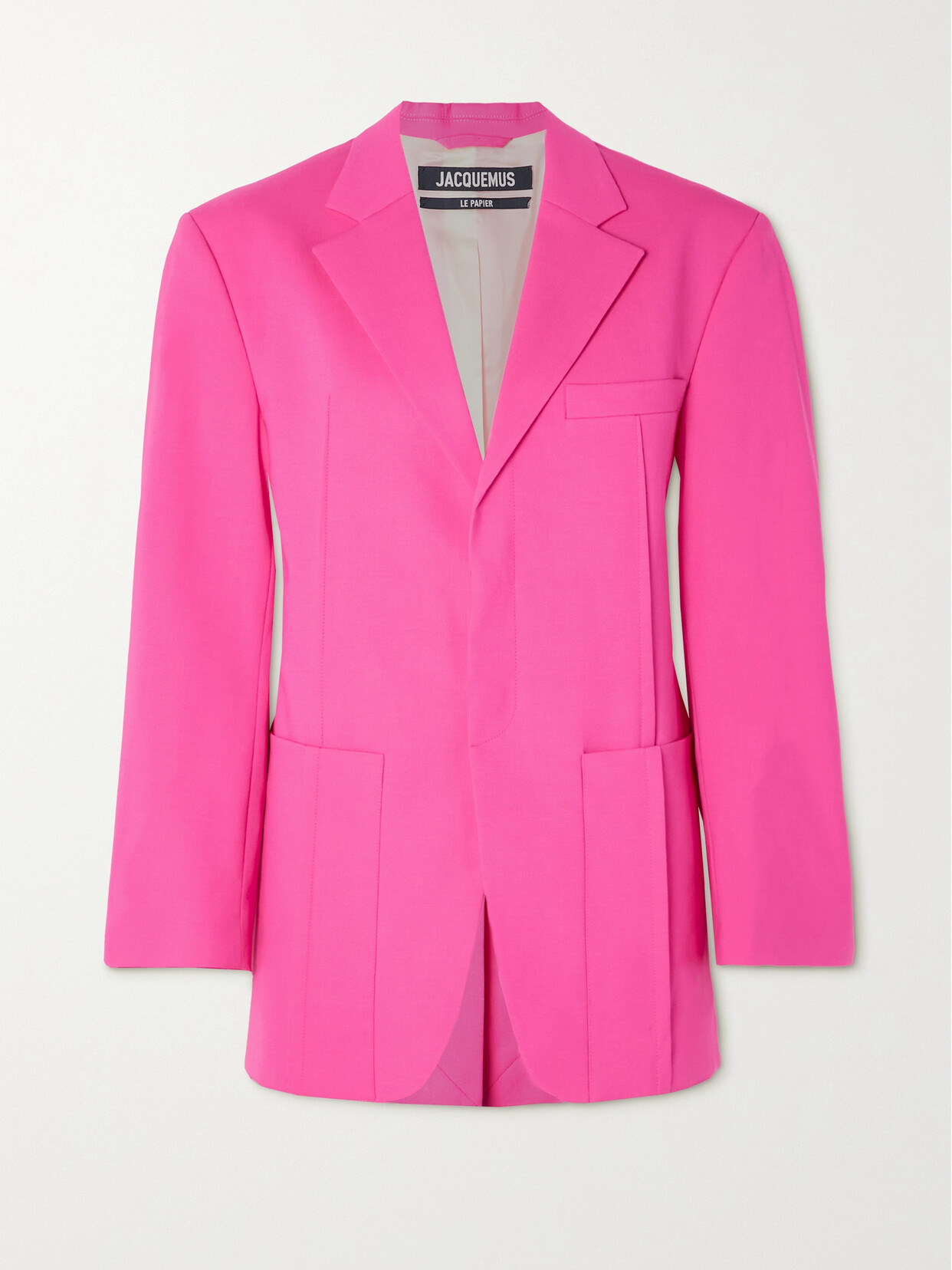 Shop Jacquemus Neon Wool-blend Blazer In Pink