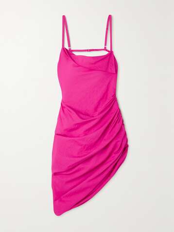 자크뮈스 원피스 JACQUEMUS Saudade asymmetric draped woven mini dress,Pink