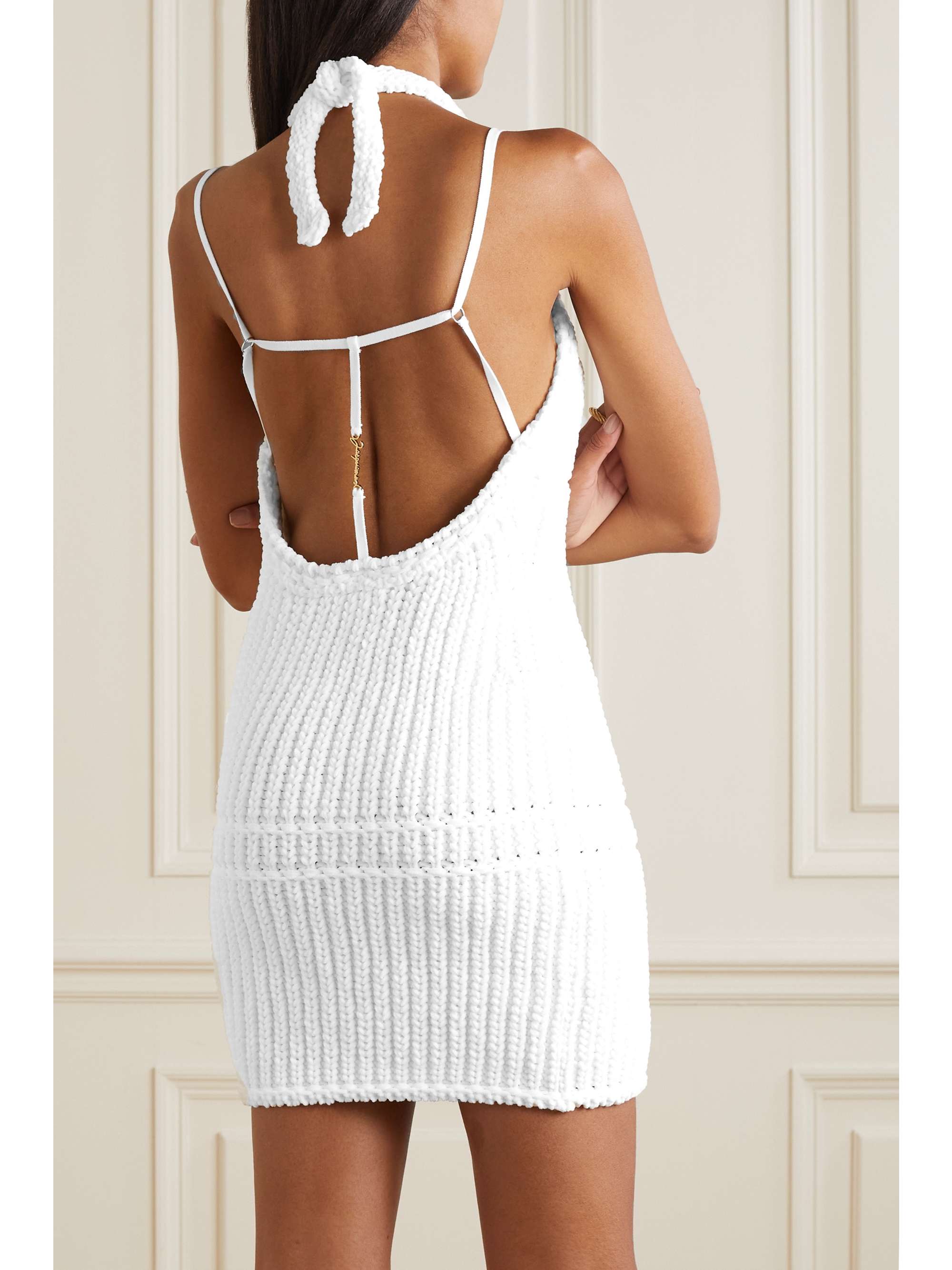 JACQUEMUS Nuvola ribbed-knit halterneck mini dress