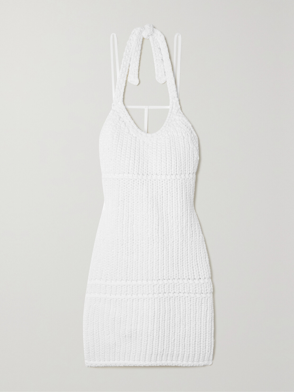 Jacquemus Nuvola Ribbed-knit Halterneck Mini Dress In White
