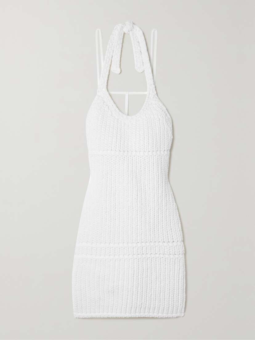 Jacquemus Nuvola Ribbed-knit Halterneck Mini Dress