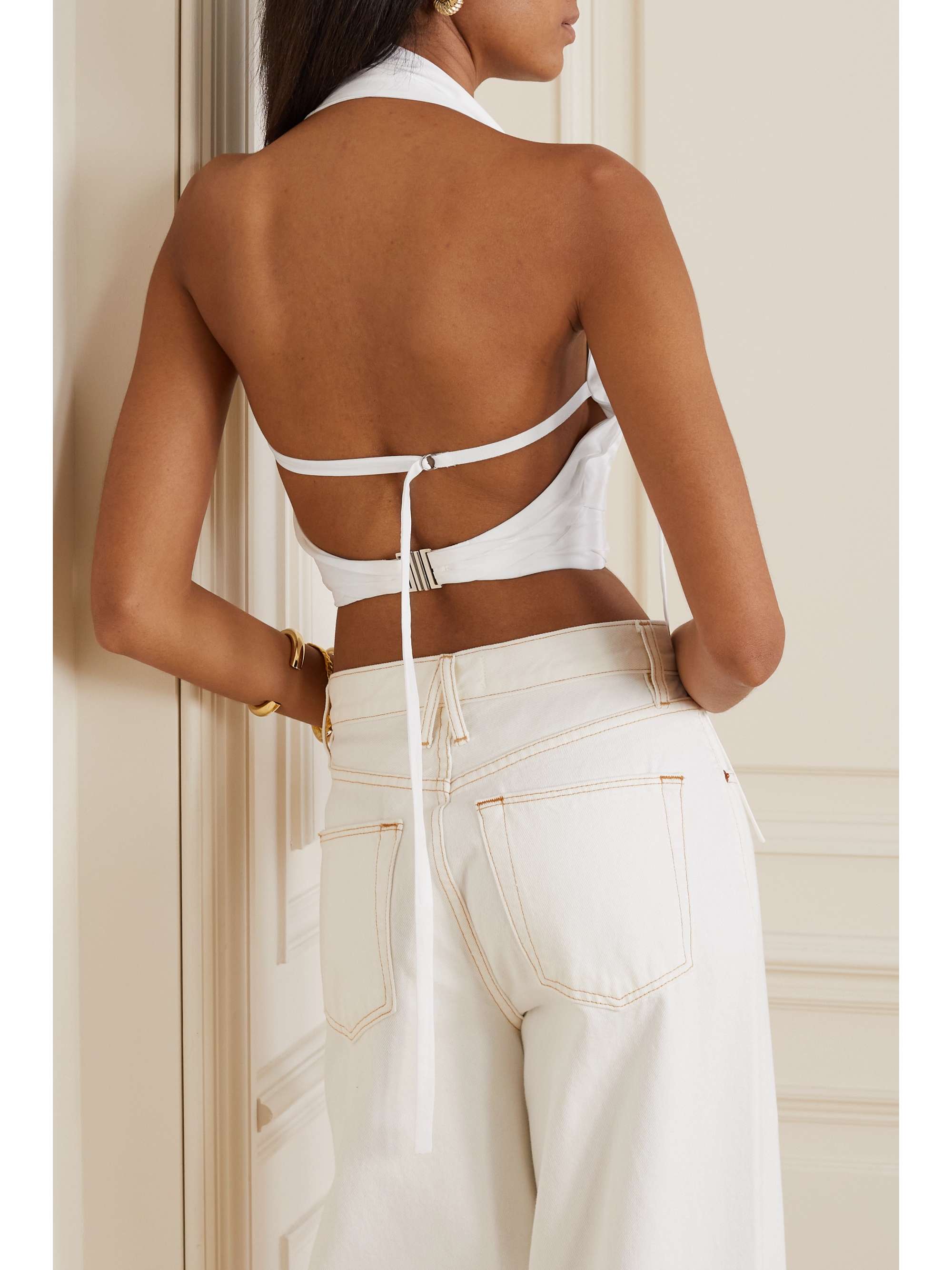 JACQUEMUS Amidu cropped cotton-poplin halterneck top