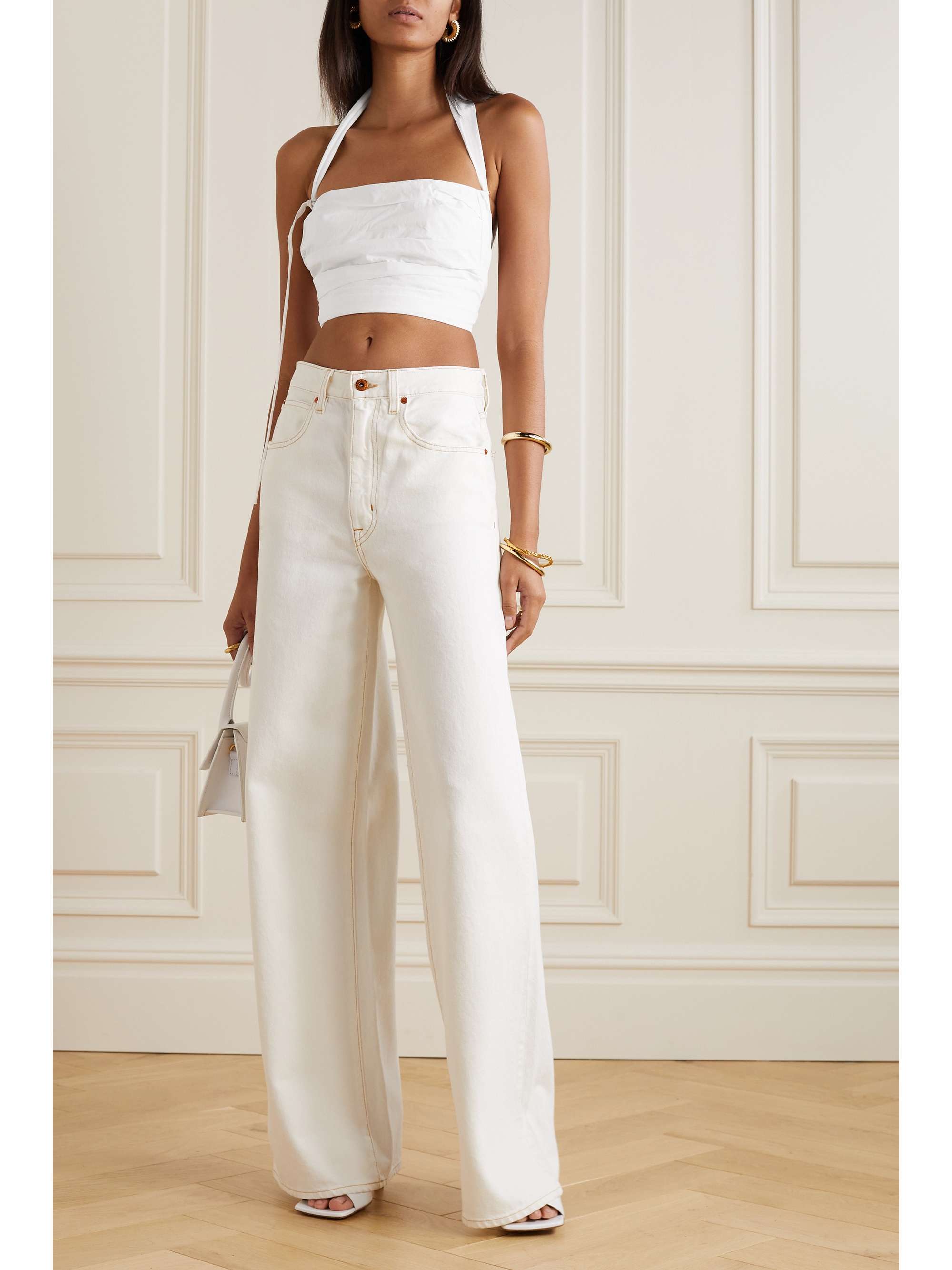 JACQUEMUS Amidu cropped cotton-poplin halterneck top