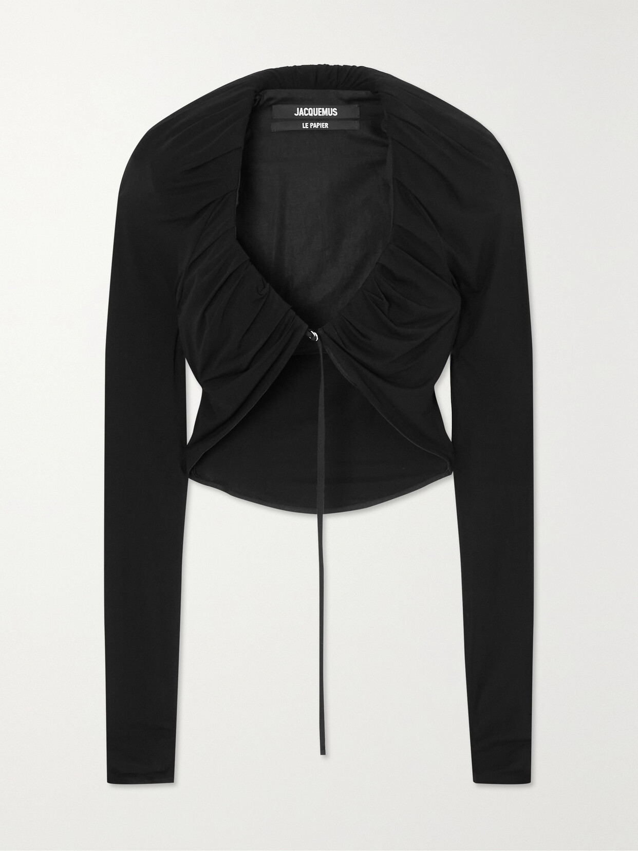 Jacquemus Le Haut Goccia Cropped Gathered Stretch-jersey Top - Black