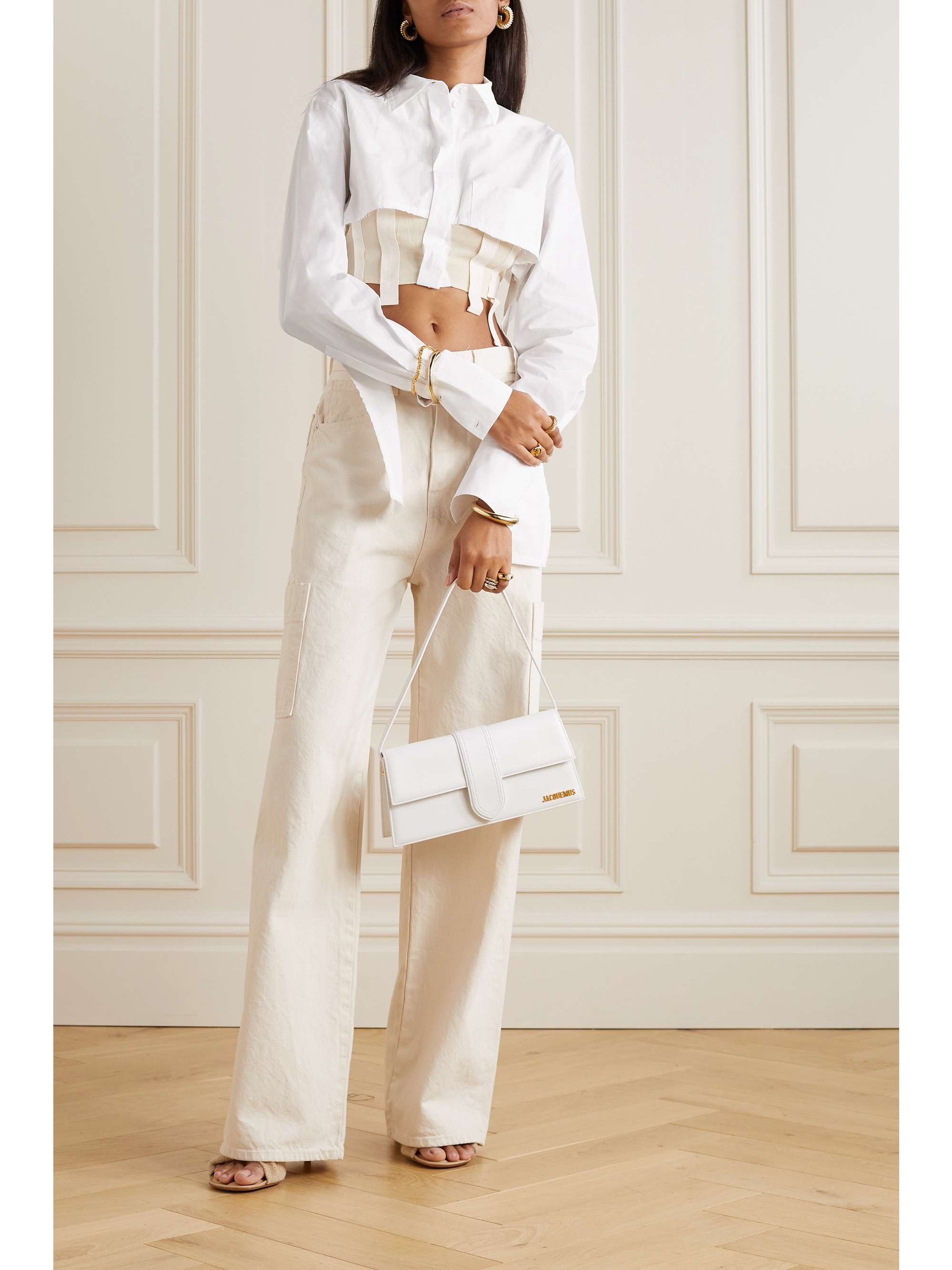 JACQUEMUS Cinta layered distressed cotton-poplin and gauze shirt
