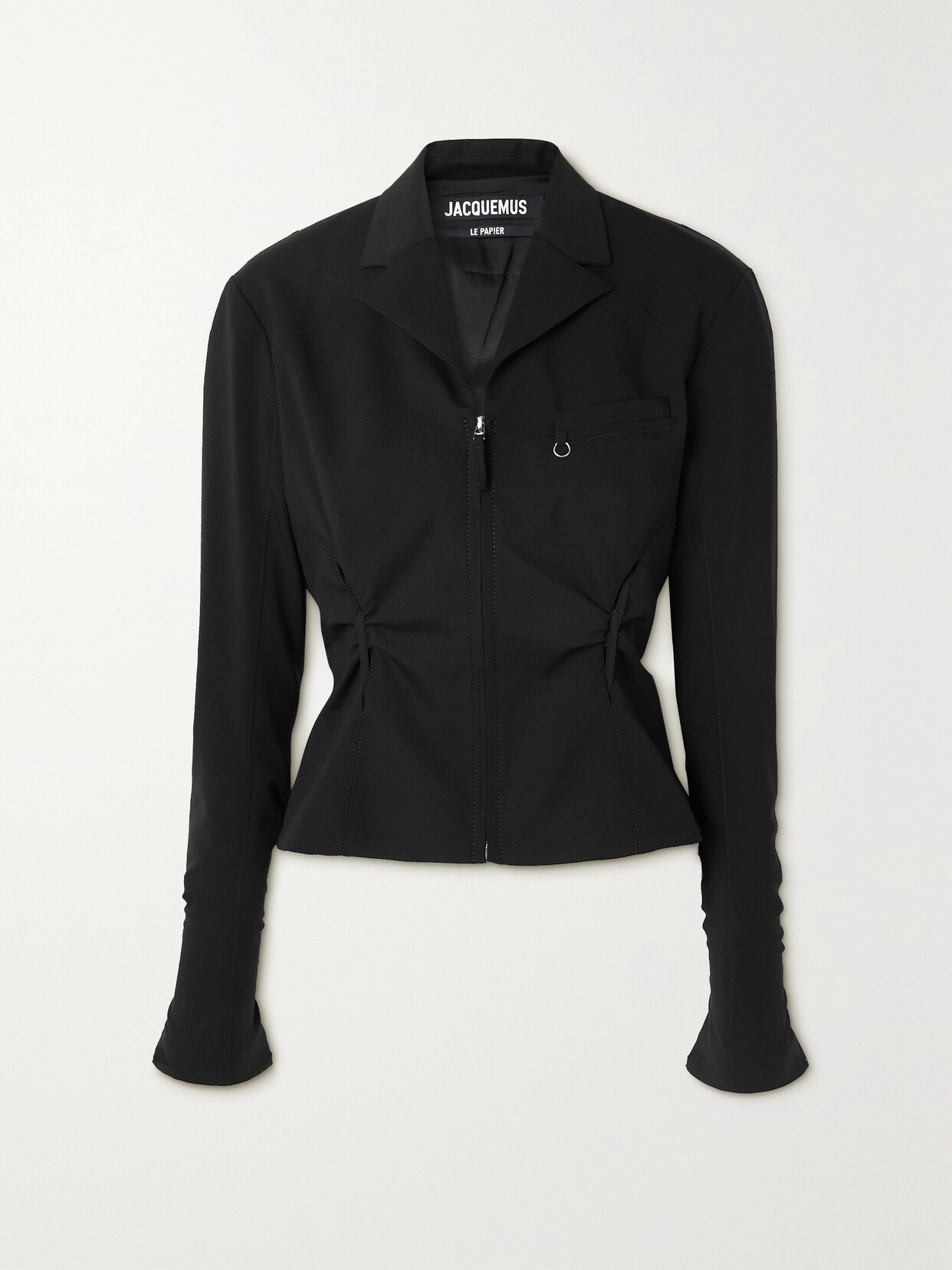 Jacquemus La Veste Neru Stretch Wool Cutout Jacket In Black