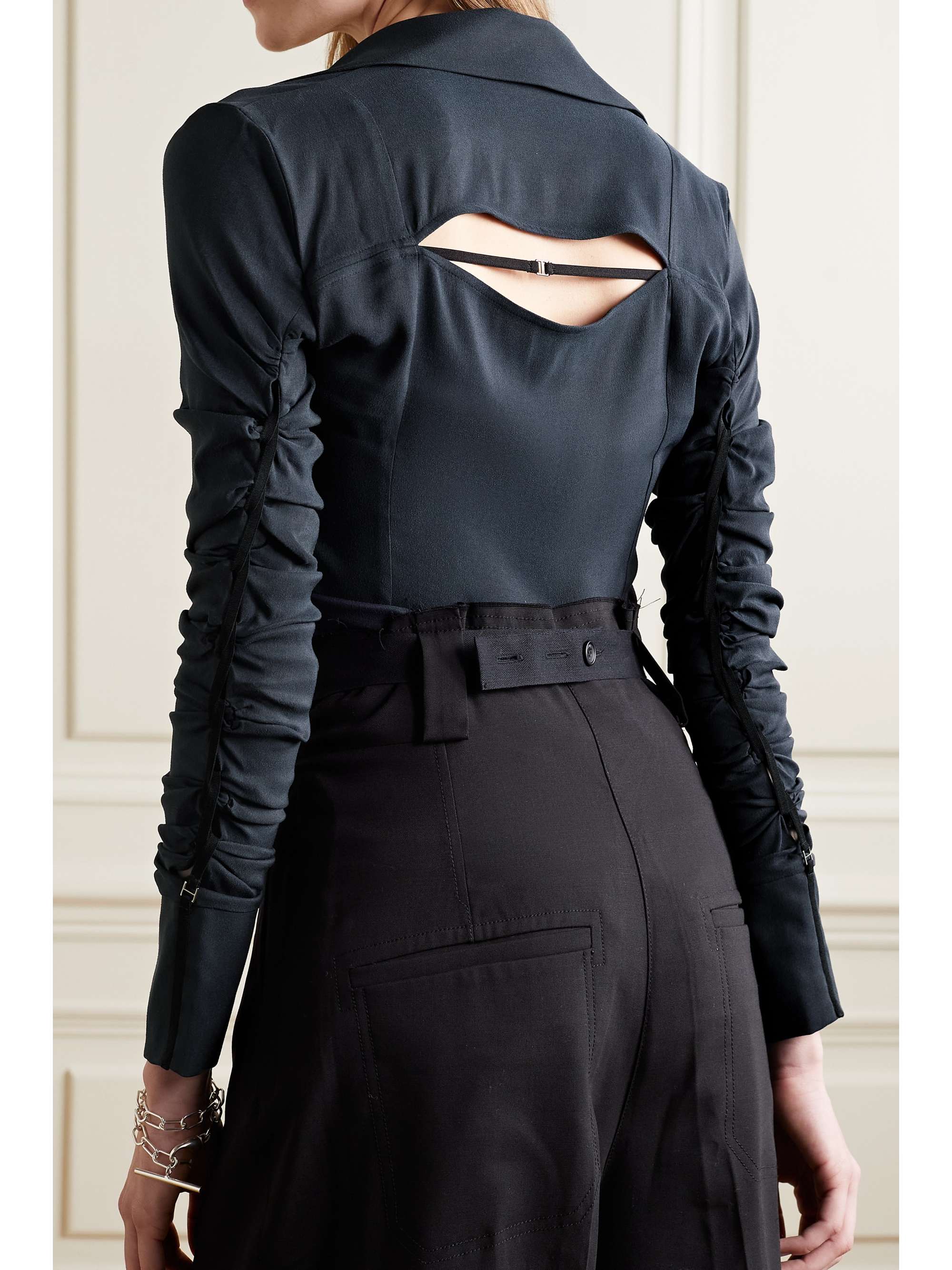 JACQUEMUS La Chemise Soffio cutout ruched stretch-jersey top