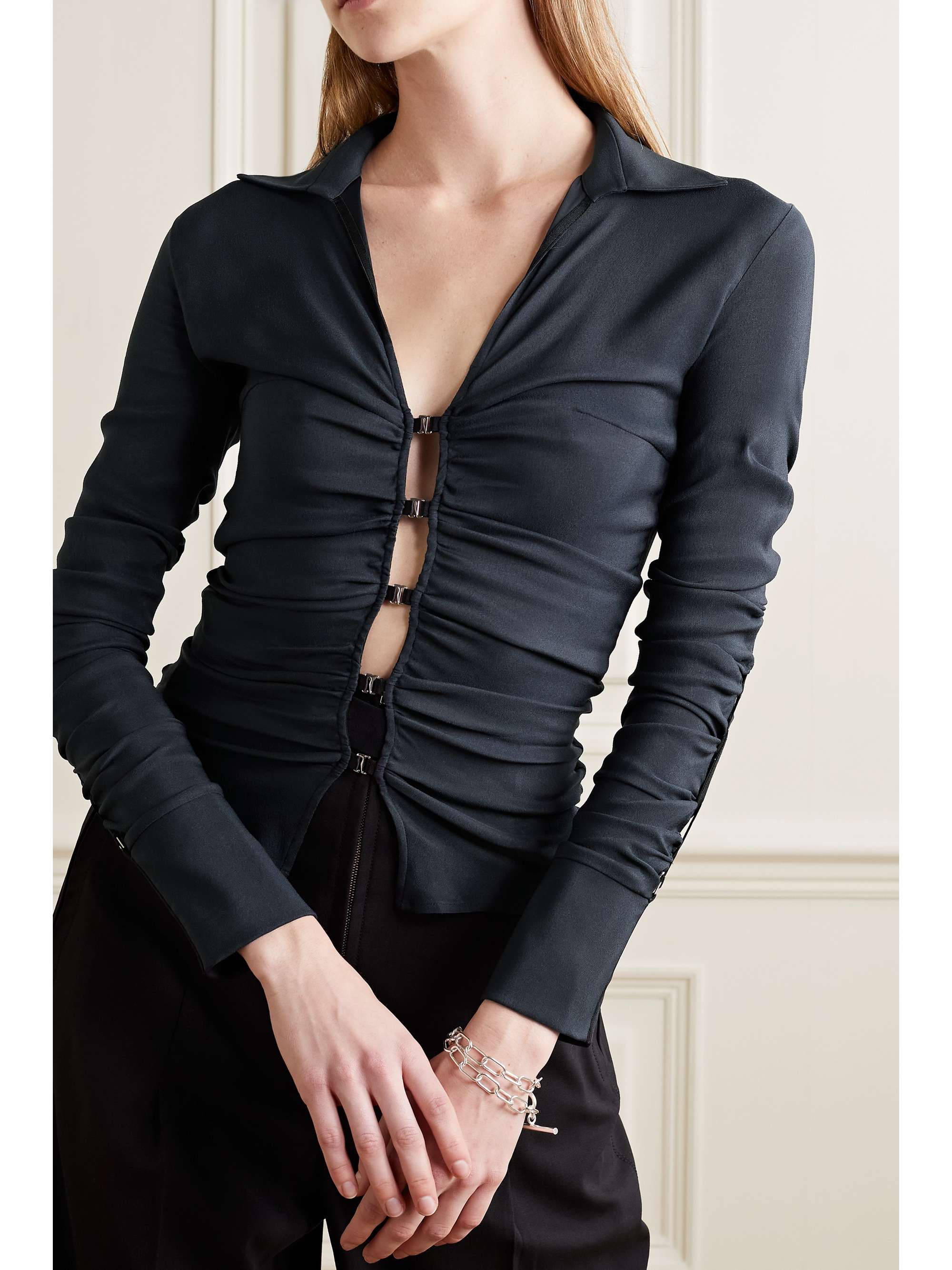 JACQUEMUS La Chemise Soffio cutout ruched stretch-jersey top