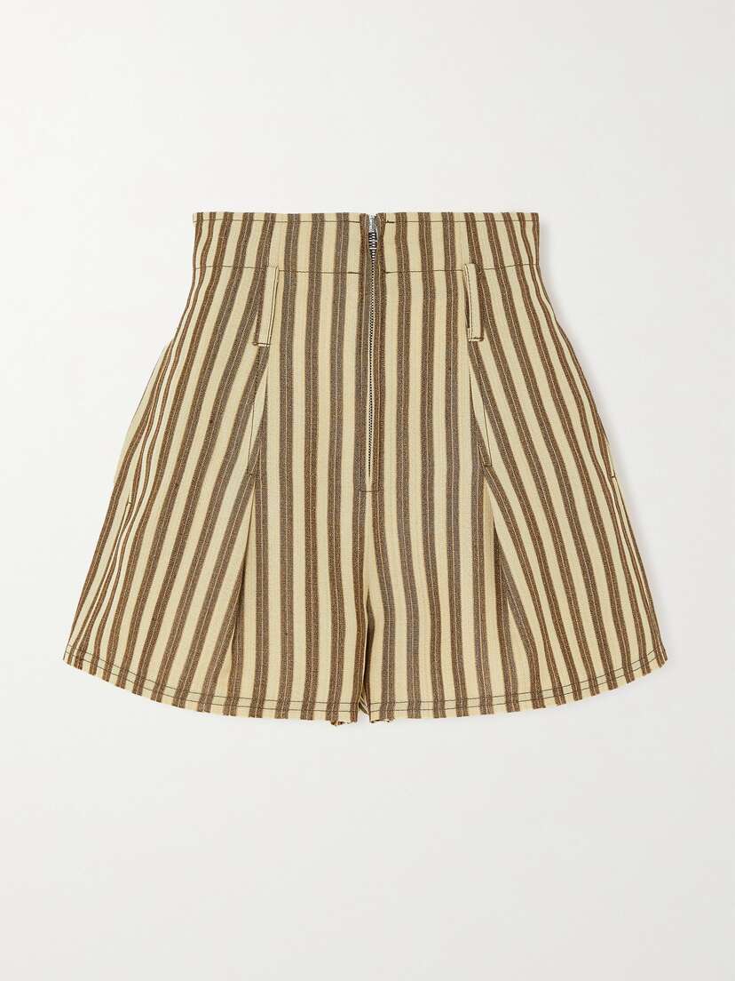 Jacquemus Santon Pleated Striped Woven Shorts