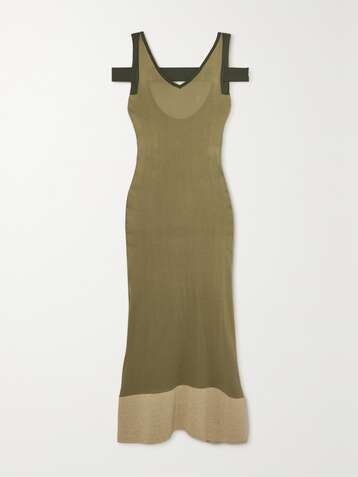 자크뮈스 원피스 JACQUEMUS Camargue cutout knitted maxi dress,Army green