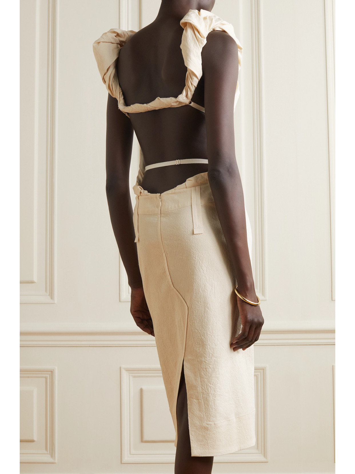 Jacquemus La Robe Crema Maxi Dress In White ModeSens