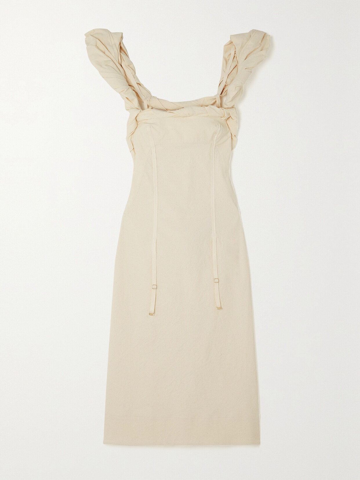 Jacquemus - Crema Textured Cotton-blend Midi Dress - Off-white