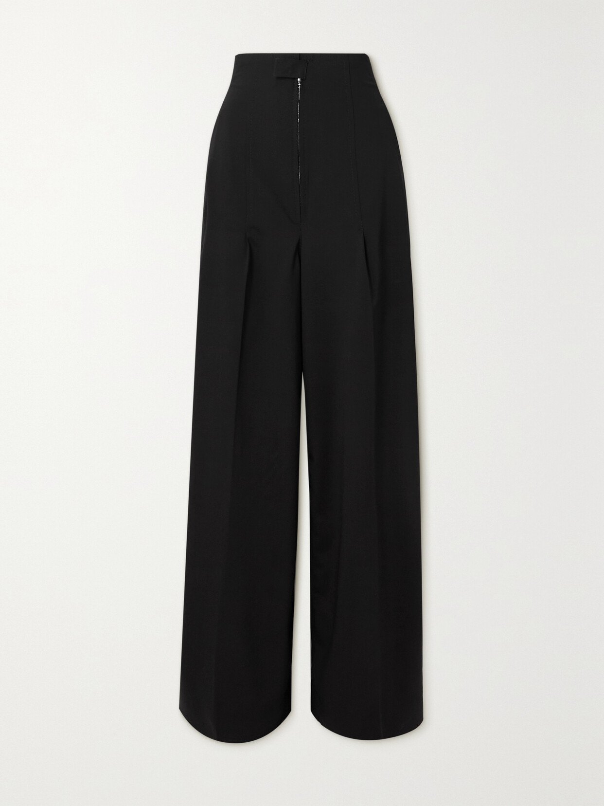 Jacquemus Santon Grosgrain-trimmed Distressed Wool-blend Wide-leg Pants - Black