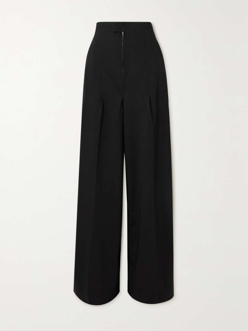 Jacquemus Santon Grosgrain-trimmed Distressed Wool-blend Wide-leg Pants