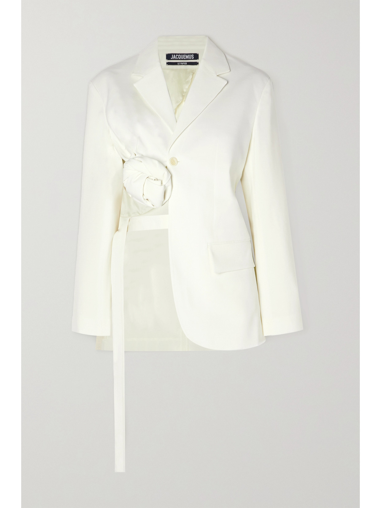 Jacquemus La Veste Baccala Cutout Wool-blend Twill Blazer In White