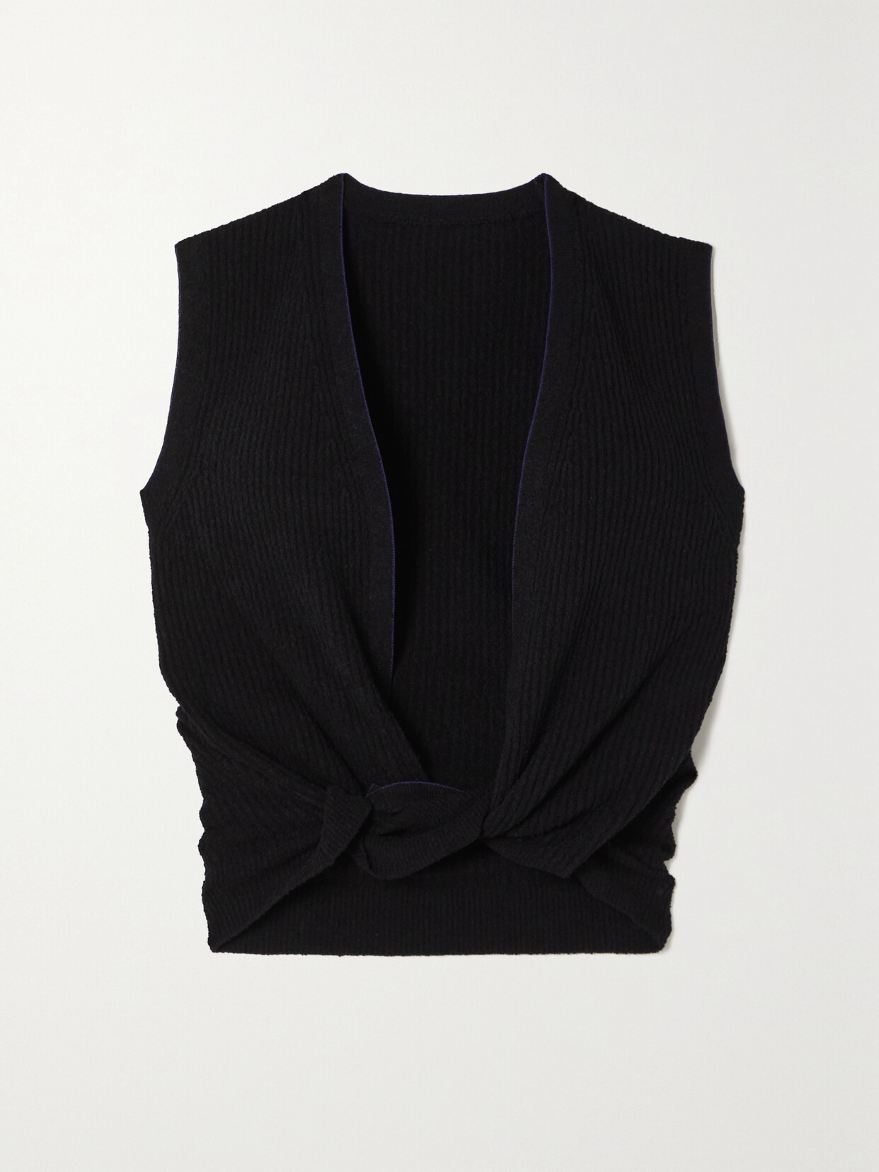 Jacquemus Le Haut Noue Cotton Blend Knot Crop Top In Black
