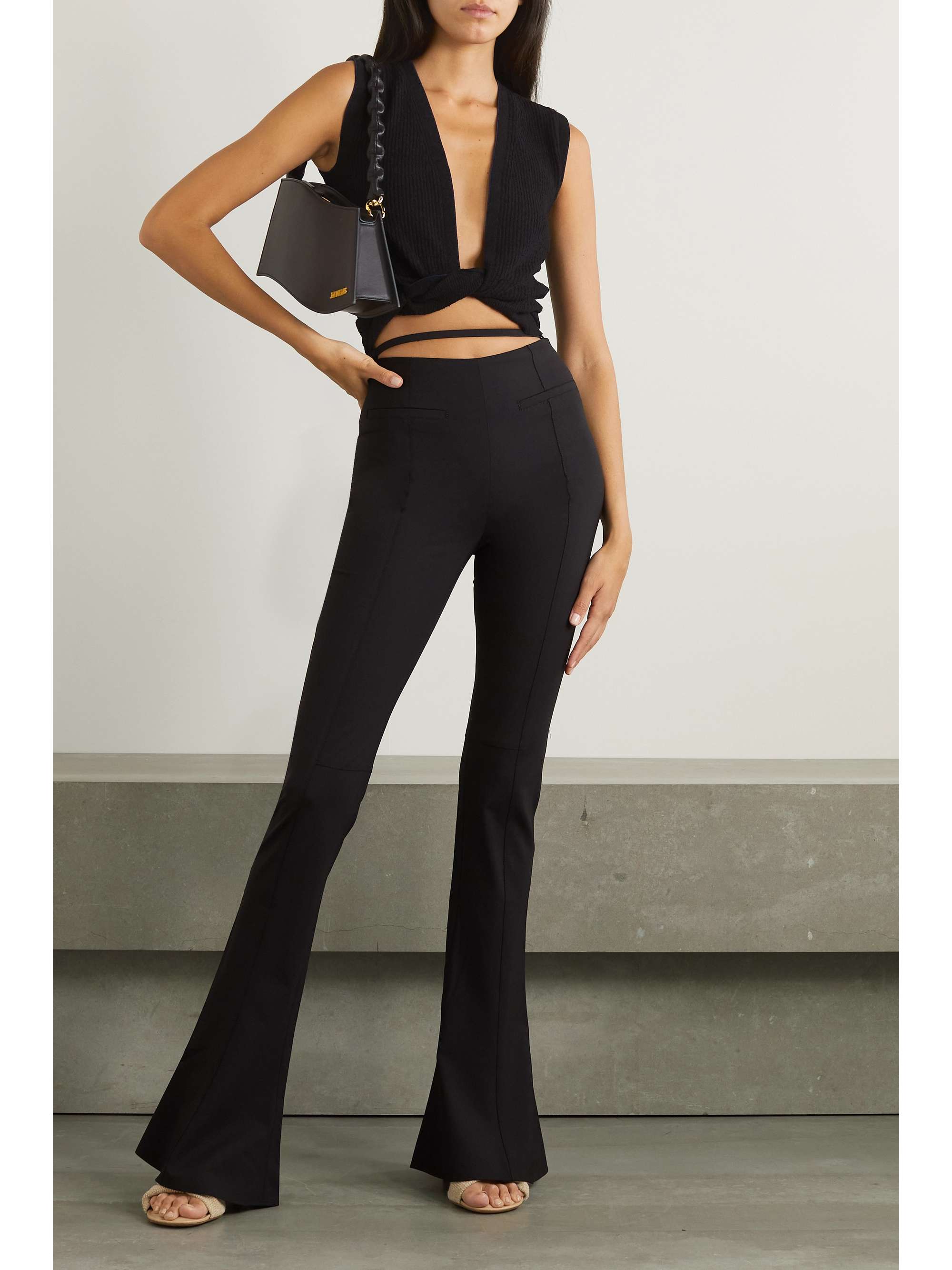 JACQUEMUS Le haut Noue twist-front ribbed cotton-blend top