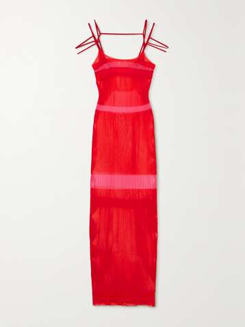 자크뮈스 원피스 JACQUEMUS Sognu striped recycled ribbed-knit maxi dress,Red