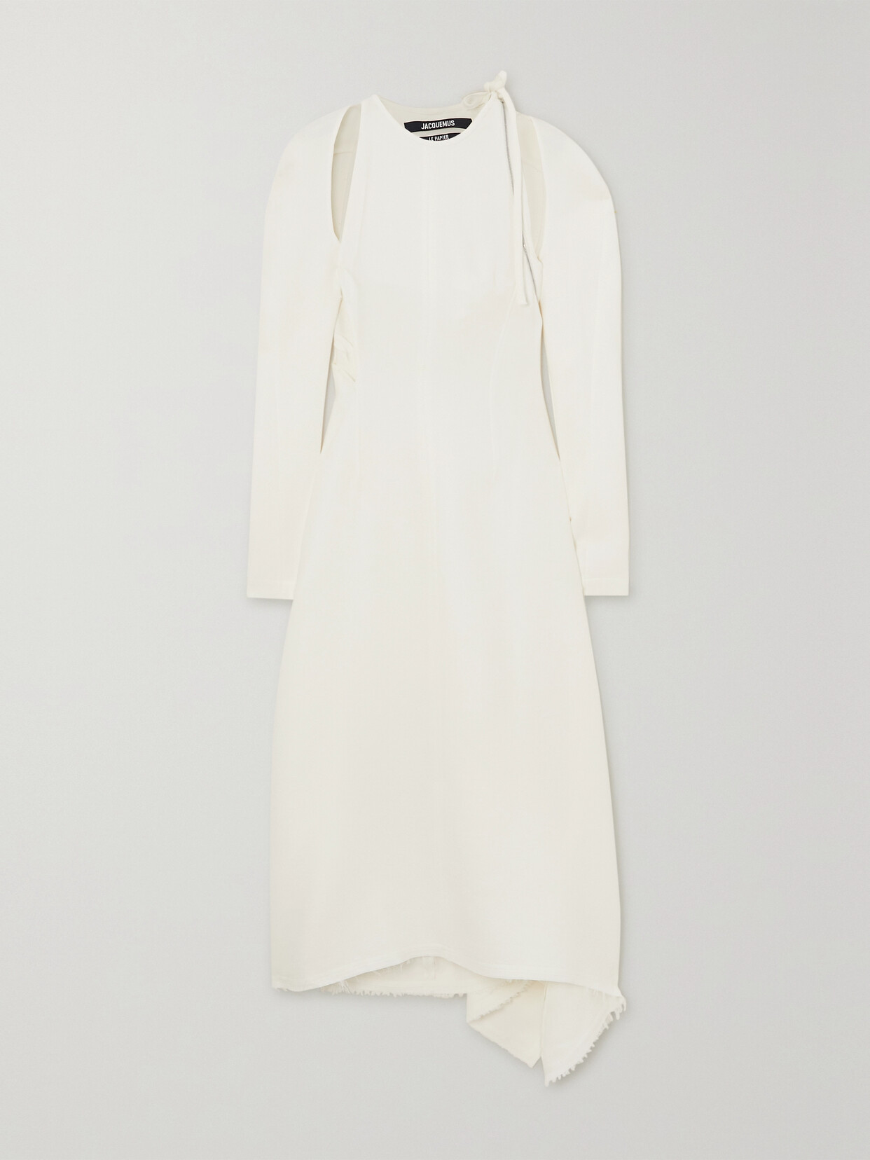 Jacquemus Convertible Asymmetric Cutout Frayed Crepe Midi Dress