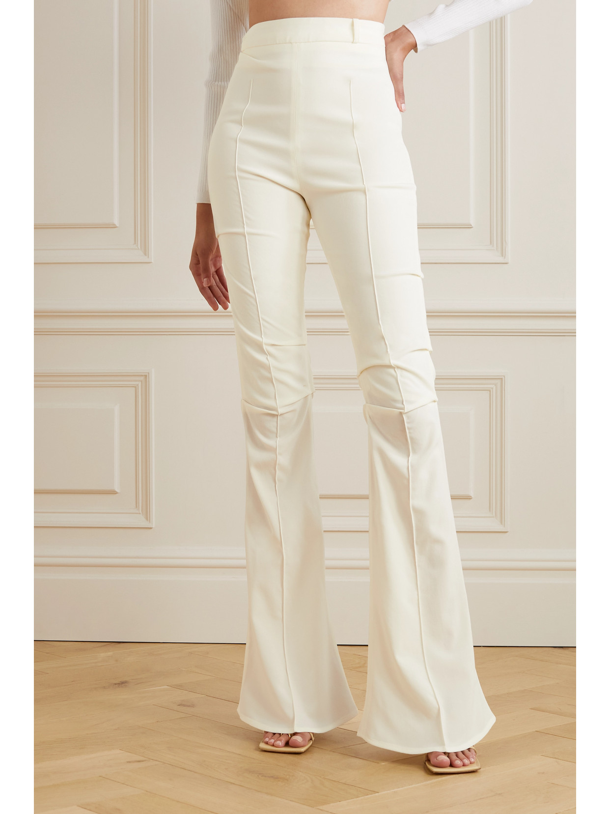 Jacquemus Merria Stretch-wool Flared Pants In White