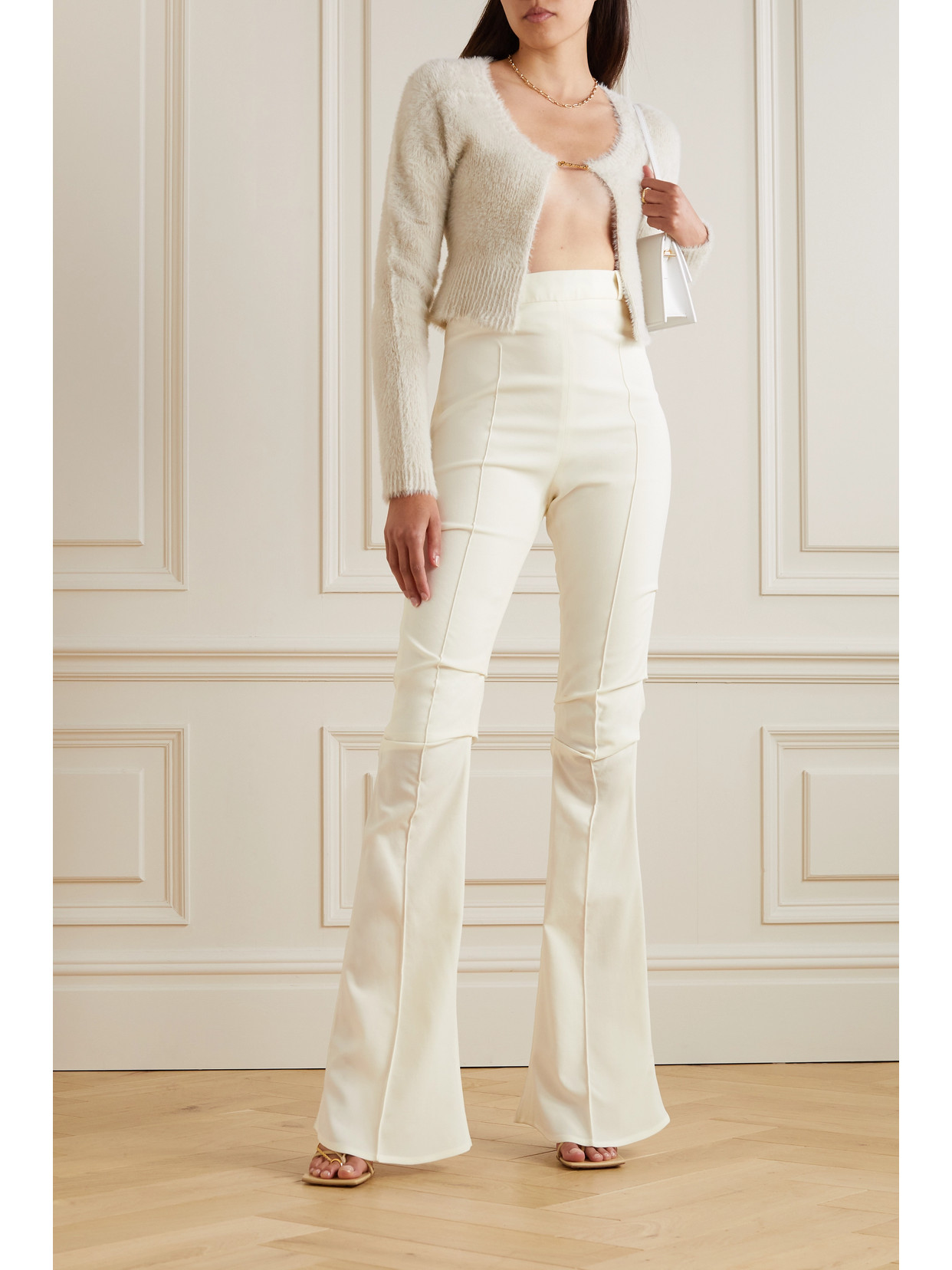 Jacquemus Merria Stretch-wool Flared Pants In White