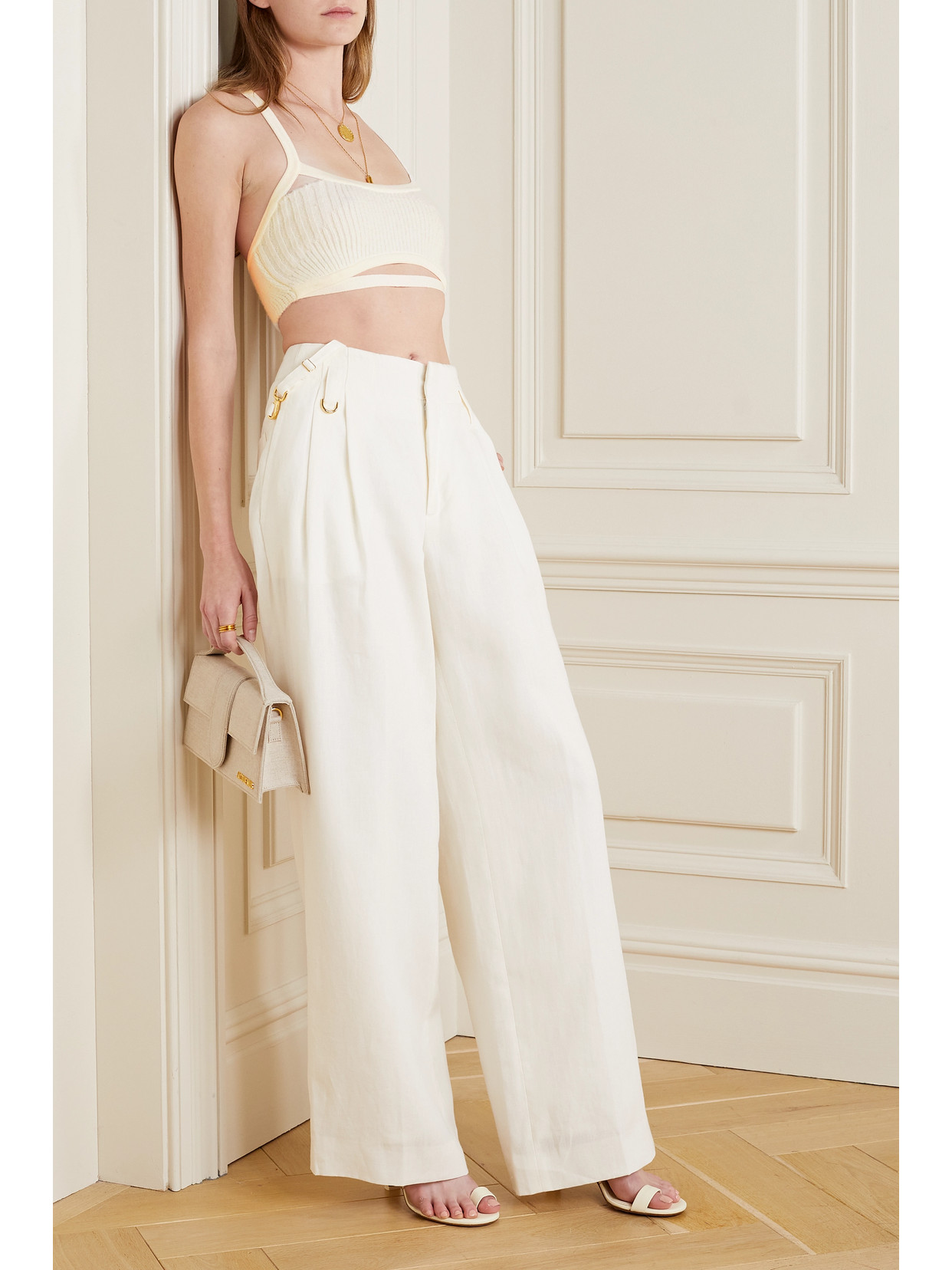 Shop Jacquemus Le Bandeau Bellinu Cutout Ribbed-knit Bralette In White