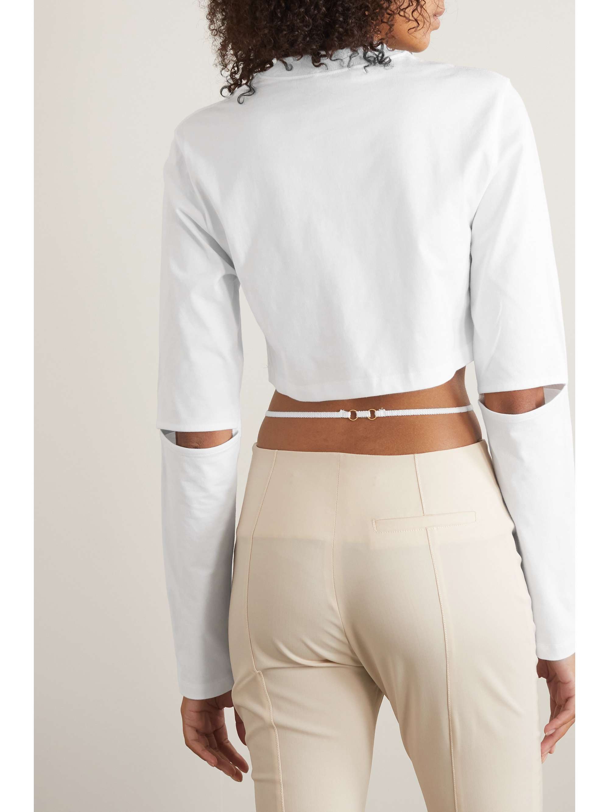 JACQUEMUS Pino cropped cutout cotton-jersey T-shirt