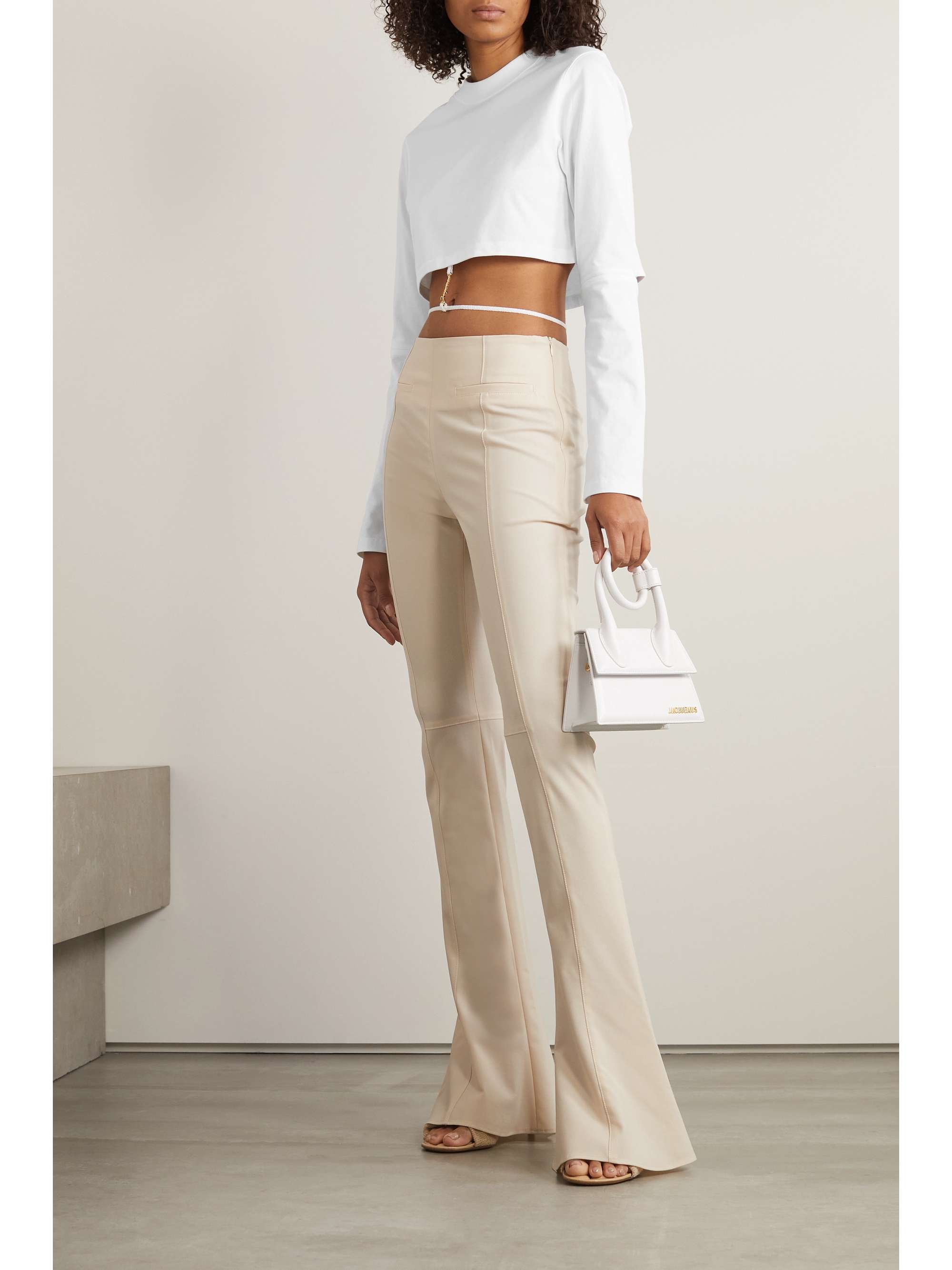JACQUEMUS Pino cropped cutout cotton-jersey T-shirt