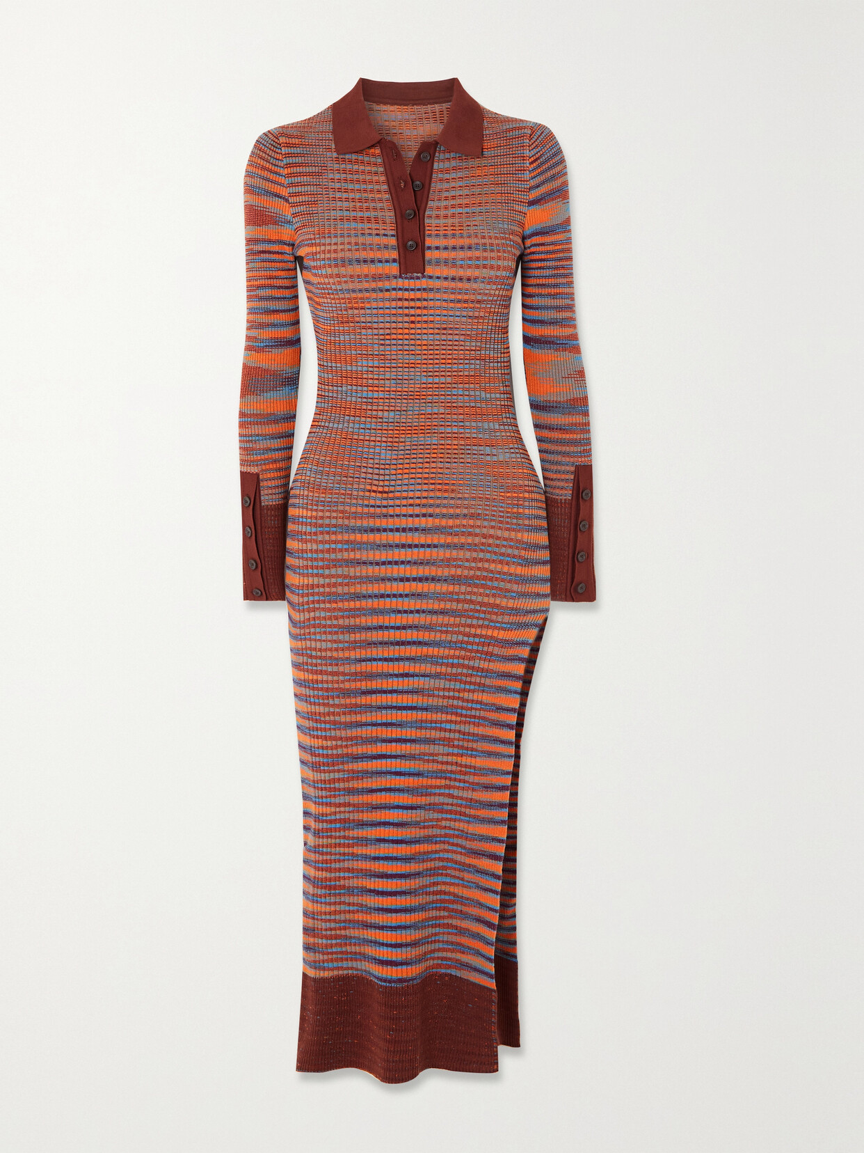 Jacquemus Zucca Ribbed Striped Cotton And Merino Wool-blend Dress - Brown