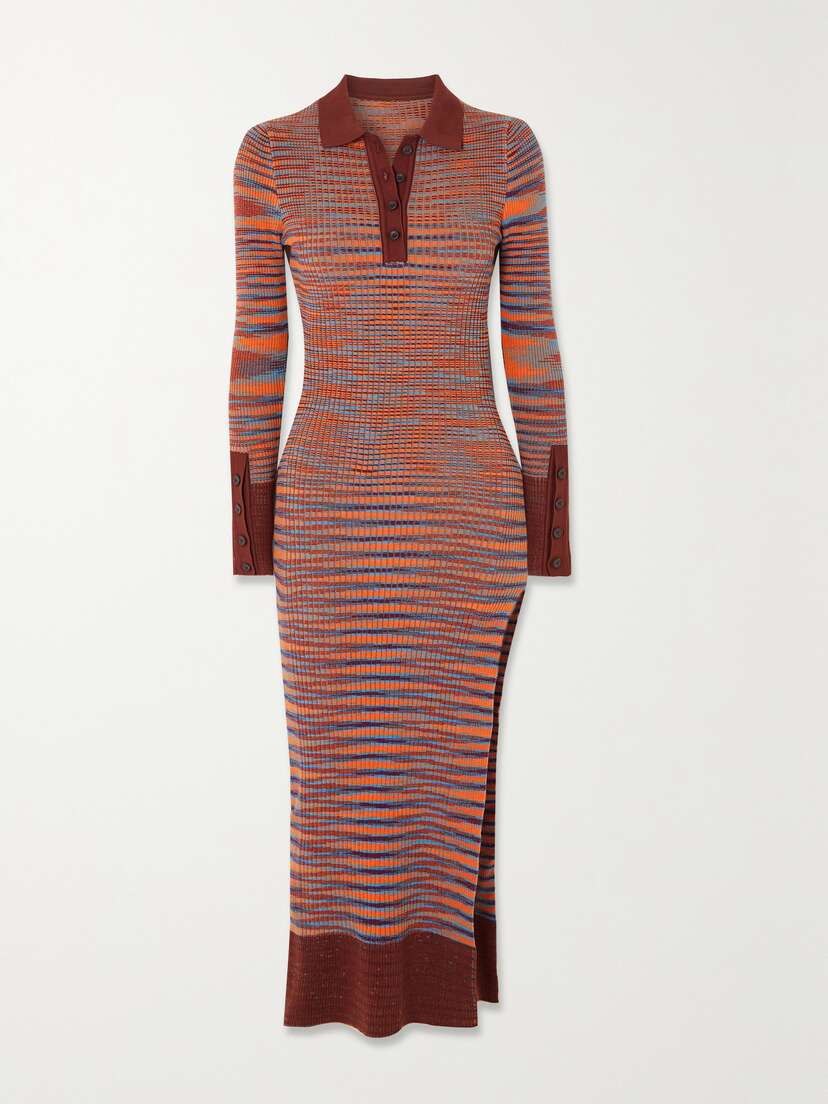 Jacquemus Zucca Ribbed Striped Cotton And Merino Wool-blend Dress