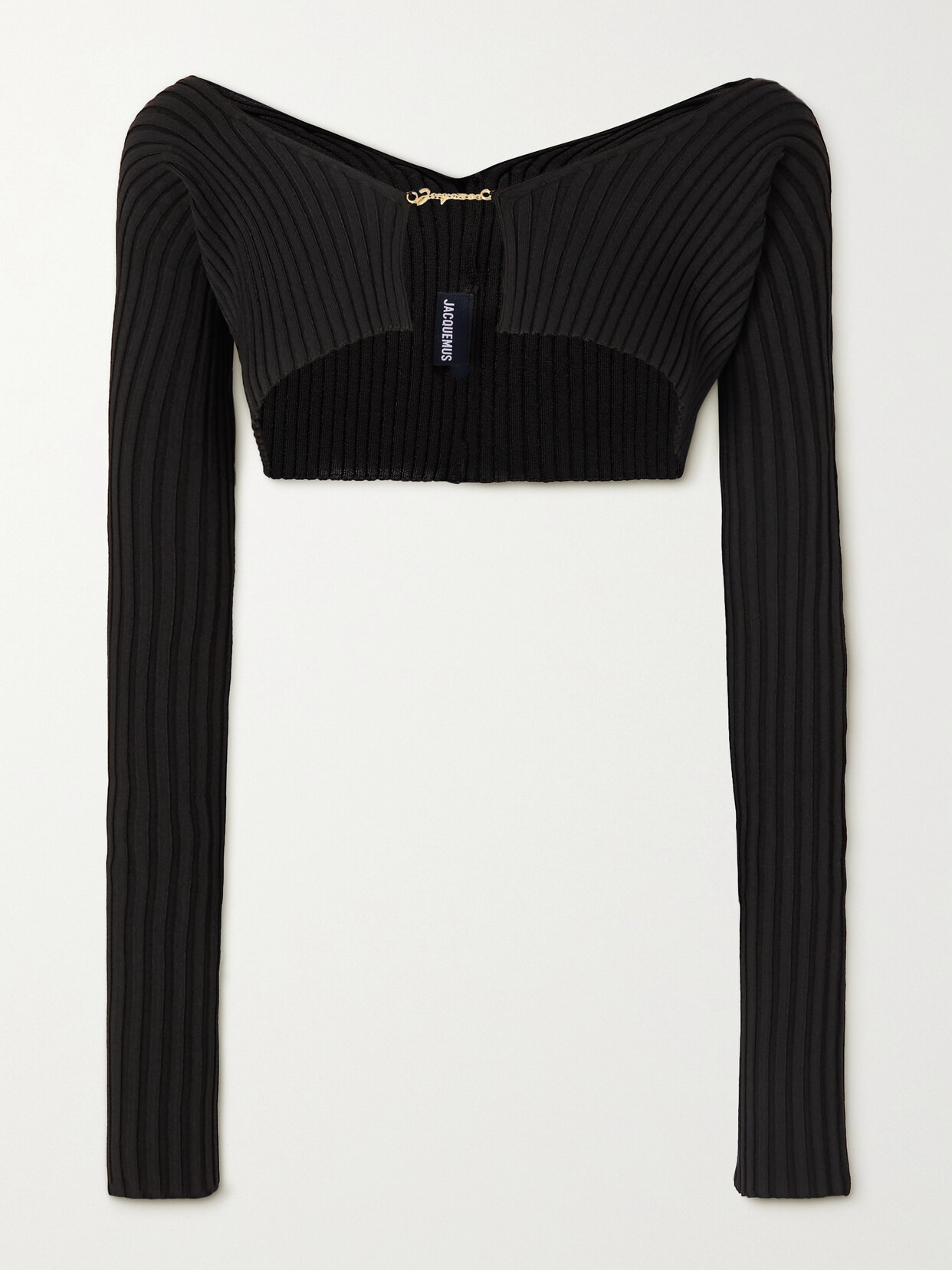 Jacquemus Le Maille Cropped Longsleeve Top In Black
